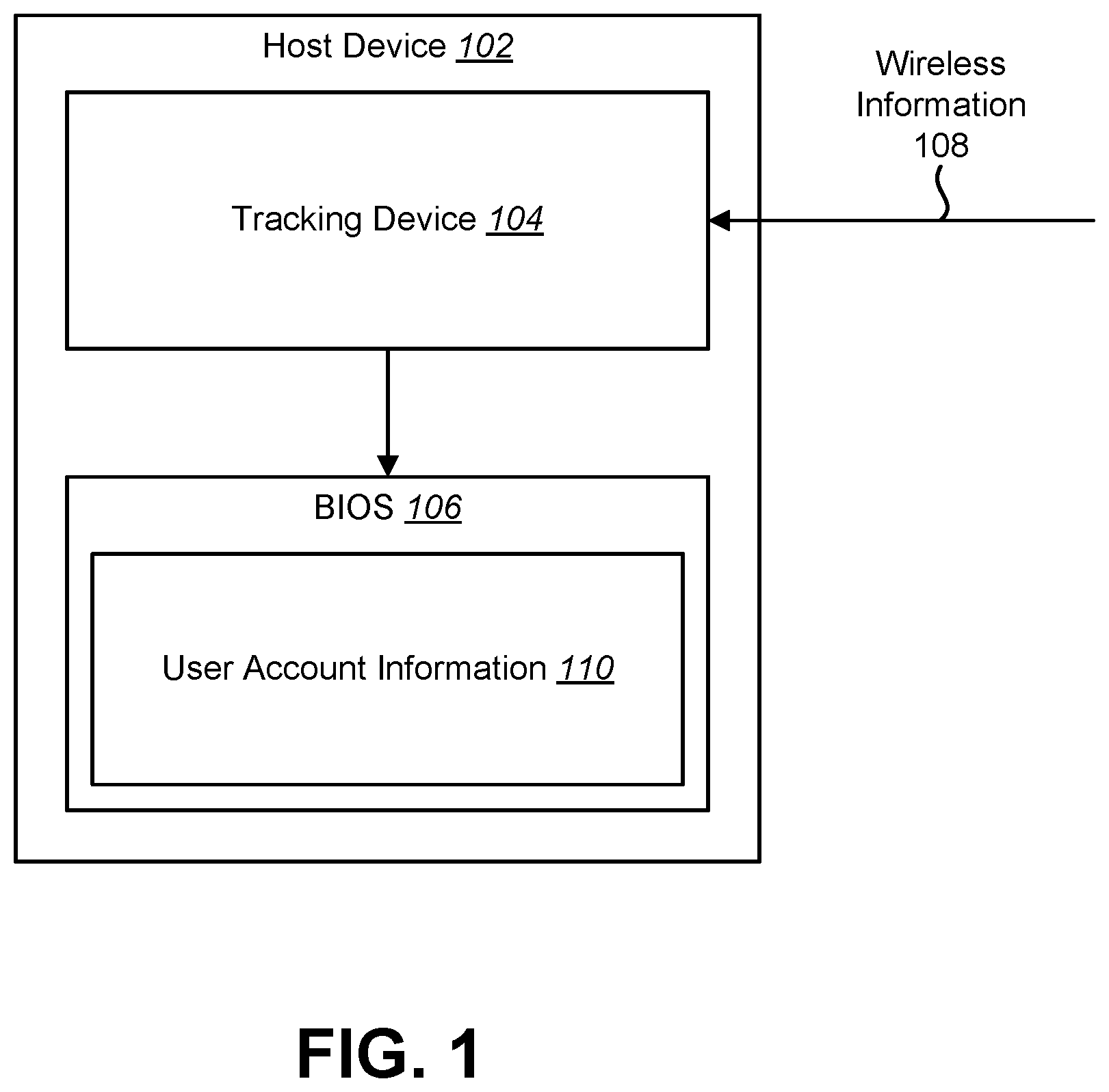 Patent US12511130 Figure 1 – Tracking device user account information