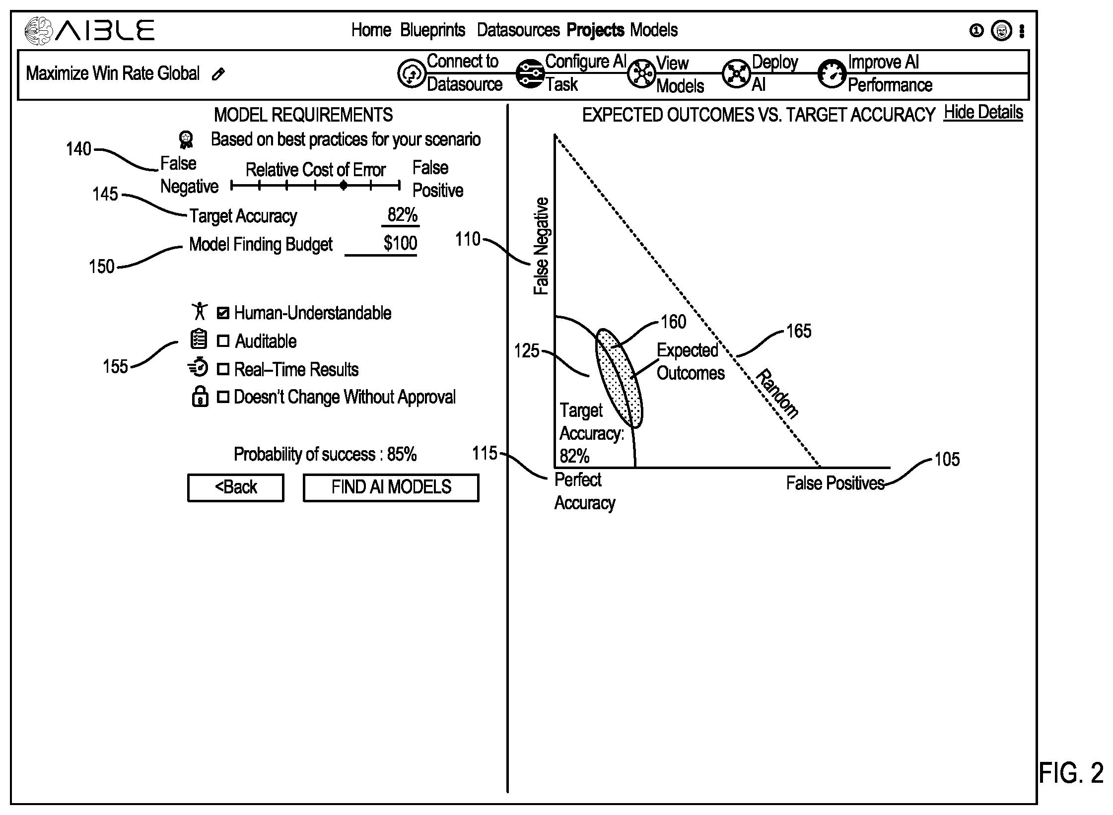 Patent US12511139 Figure 2 – Interface for generating models with customizable interface configurations