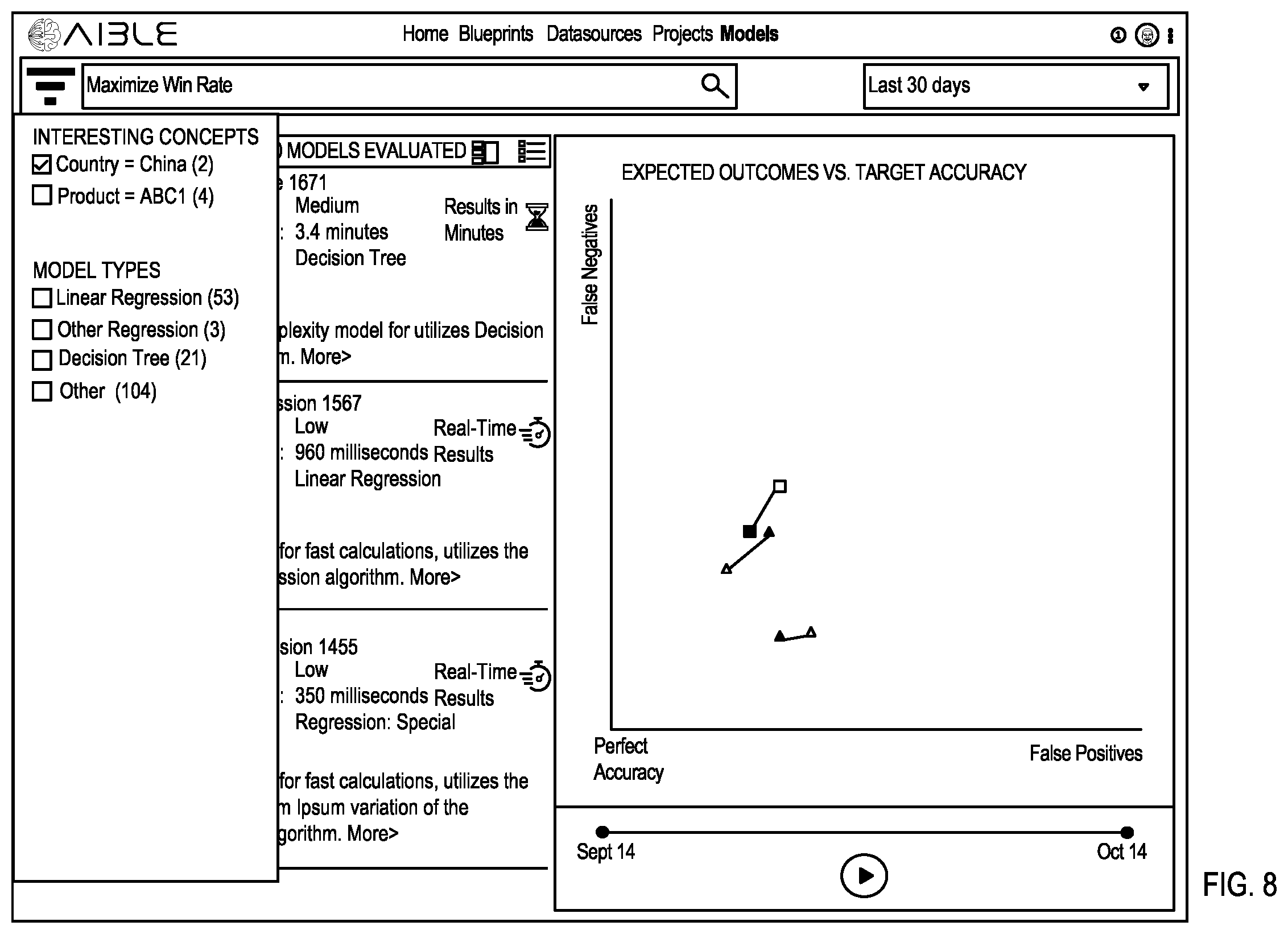 Patent US12511139 Figure 8 – Interface for generating models with customizable interface configurations