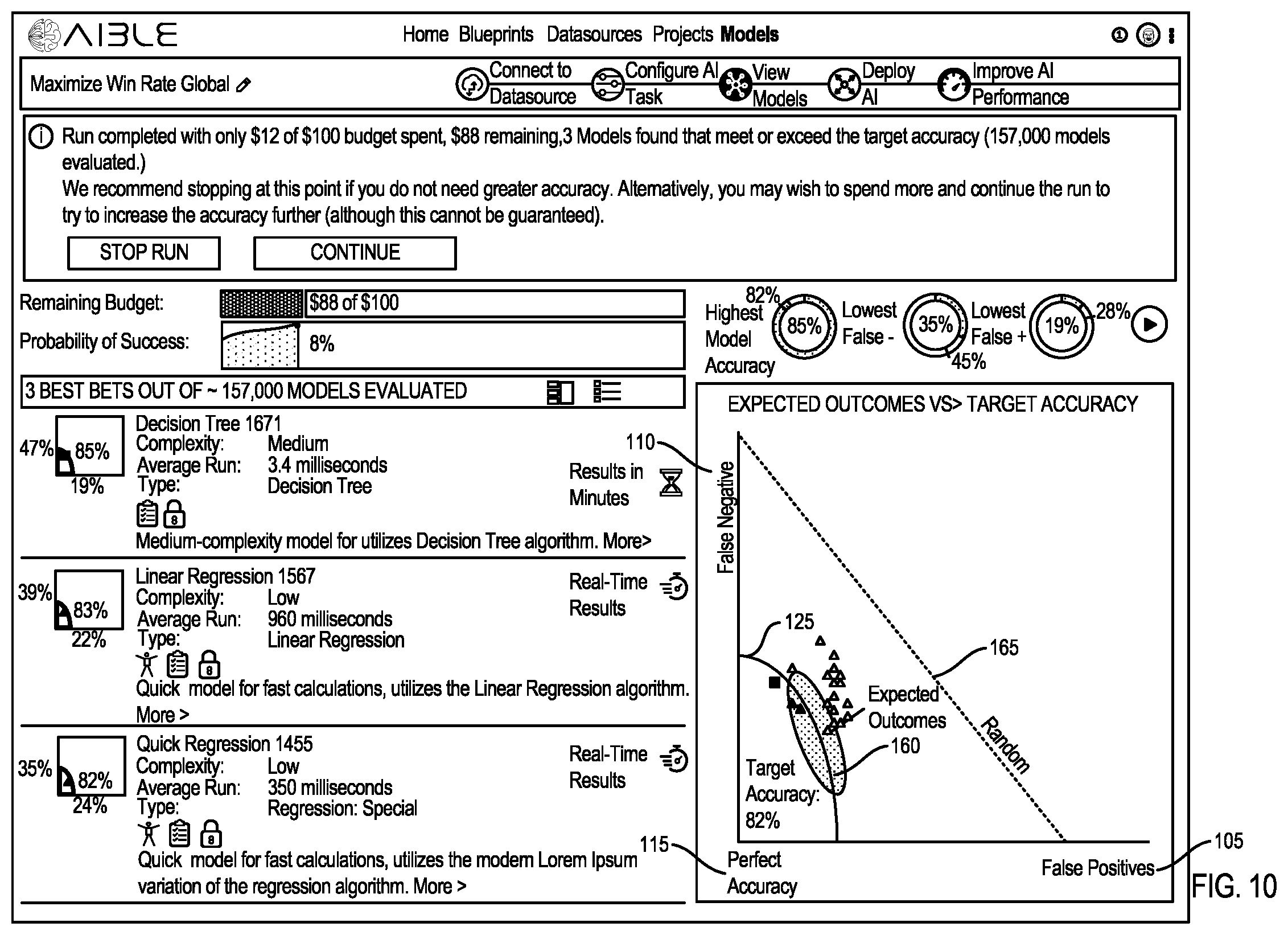 Patent US12511139 Figure 10 – Interface for generating models with customizable interface configurations