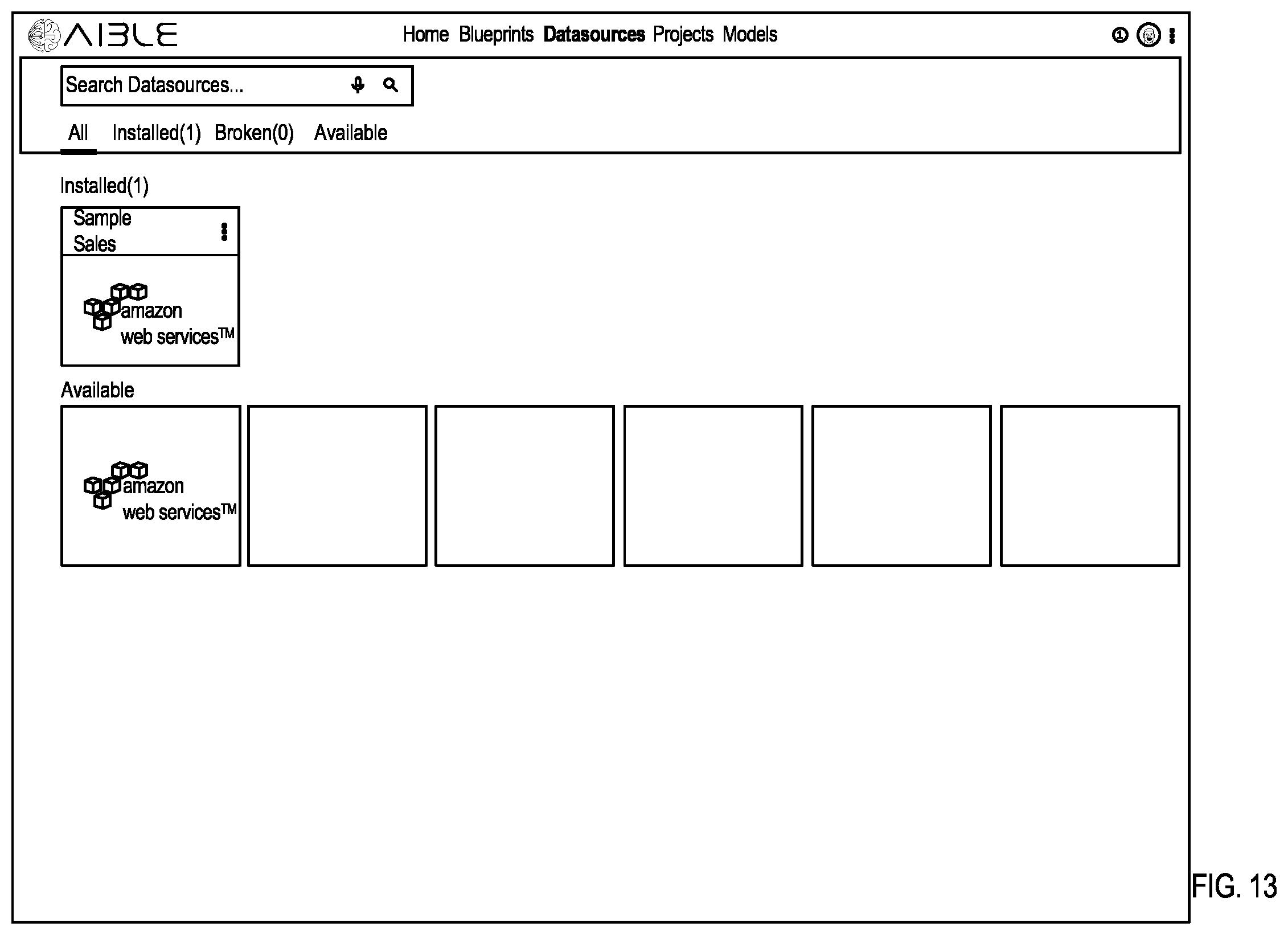 Patent US12511139 Figure 13 – Interface for generating models with customizable interface configurations