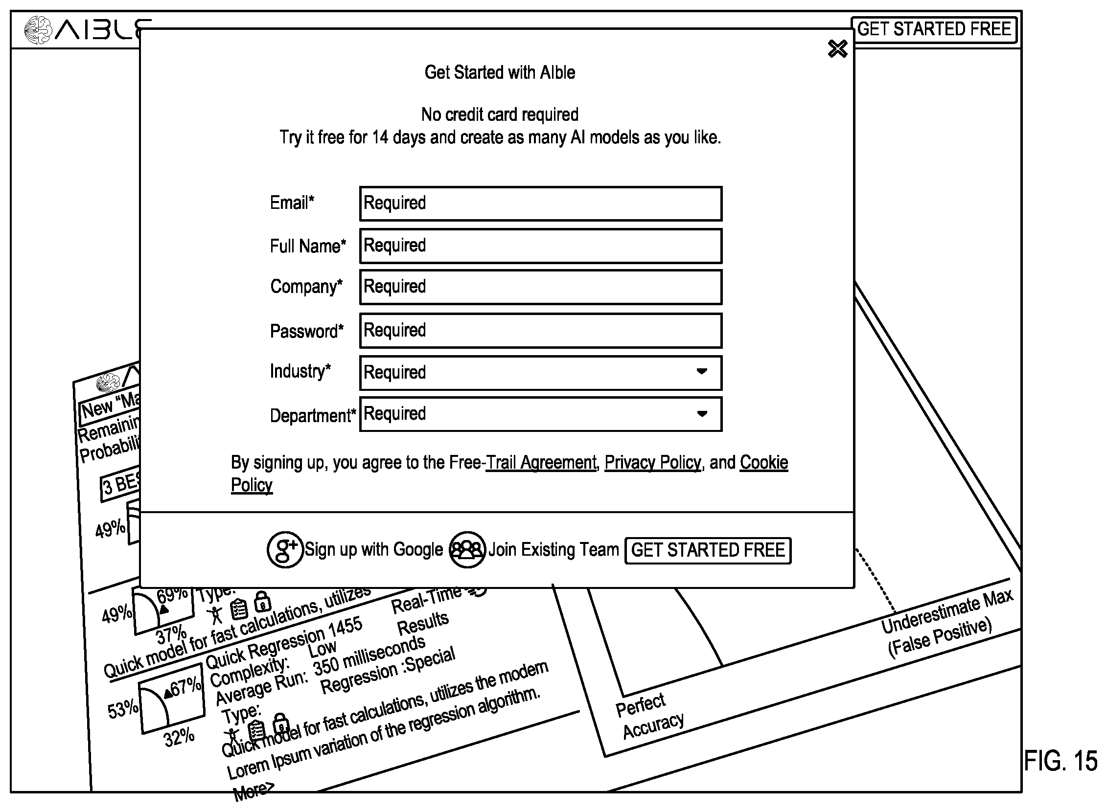 Patent US12511139 Figure 15 – Interface for generating models with customizable interface configurations