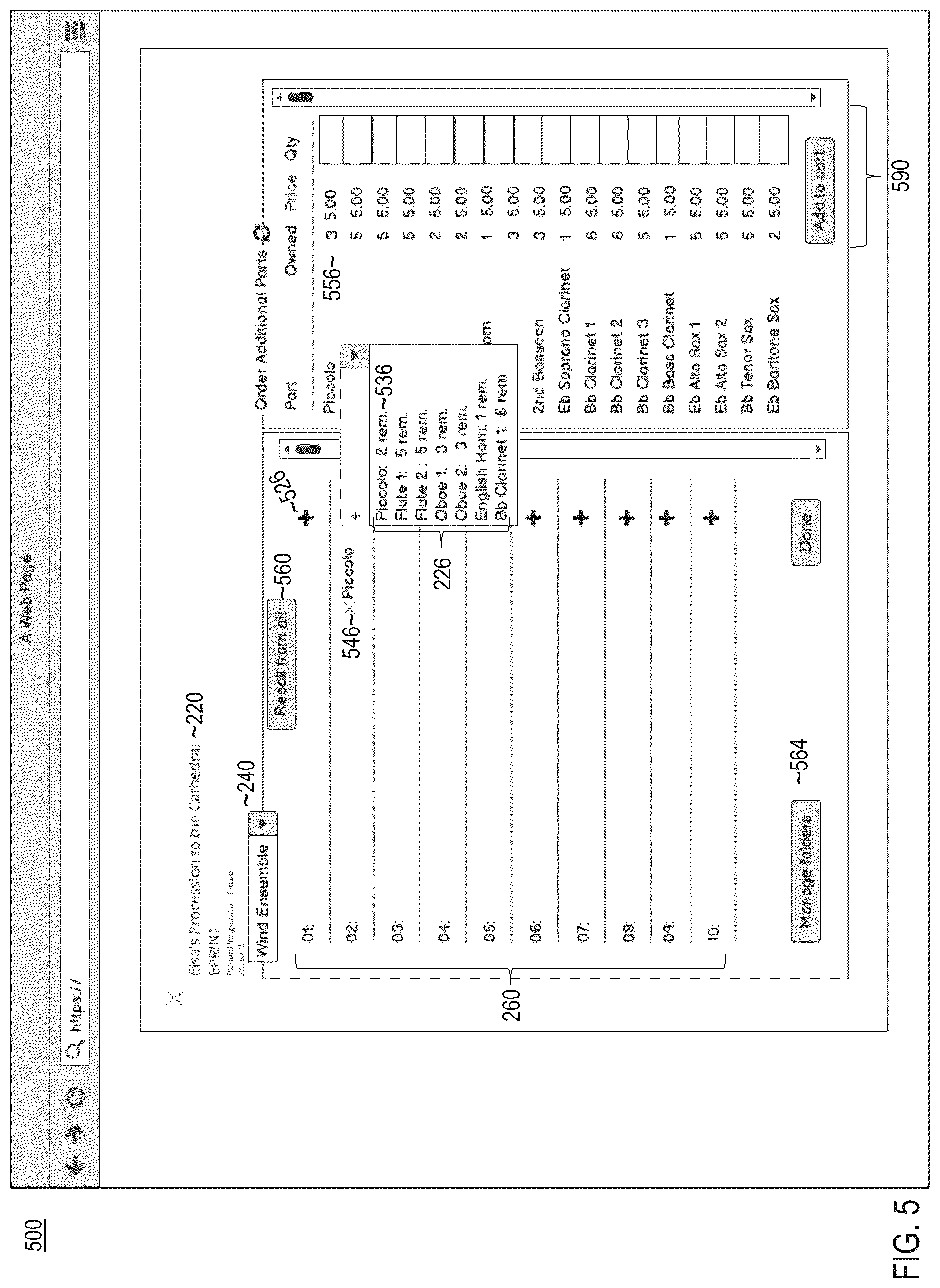 Patent US12511352 Figure 5 – Sheet music distribution system