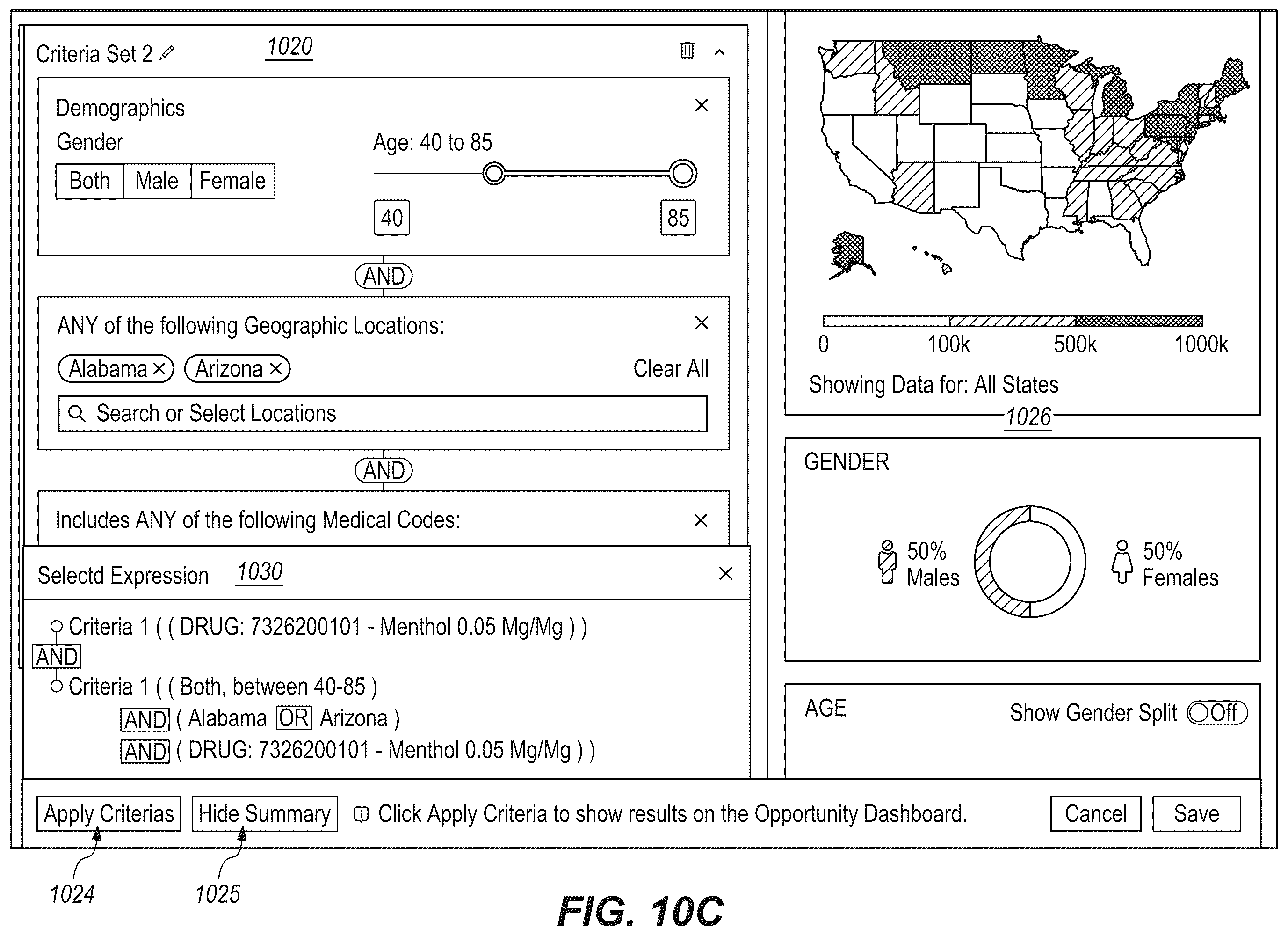 Patent US12511433 Figure 11 – Interactive estimates of media delivery and user interactions based on secure merges of de-identified records