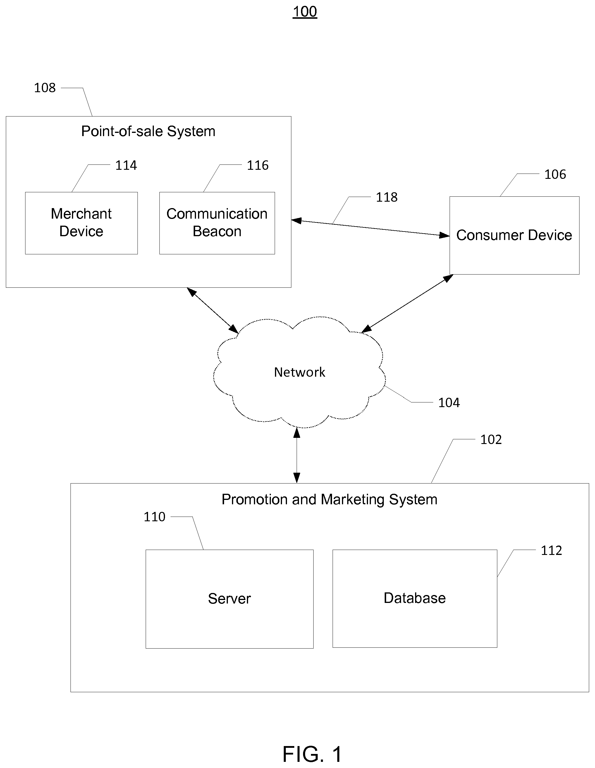 Patent US12511665 Figure 1 – Beacon-based device location interface