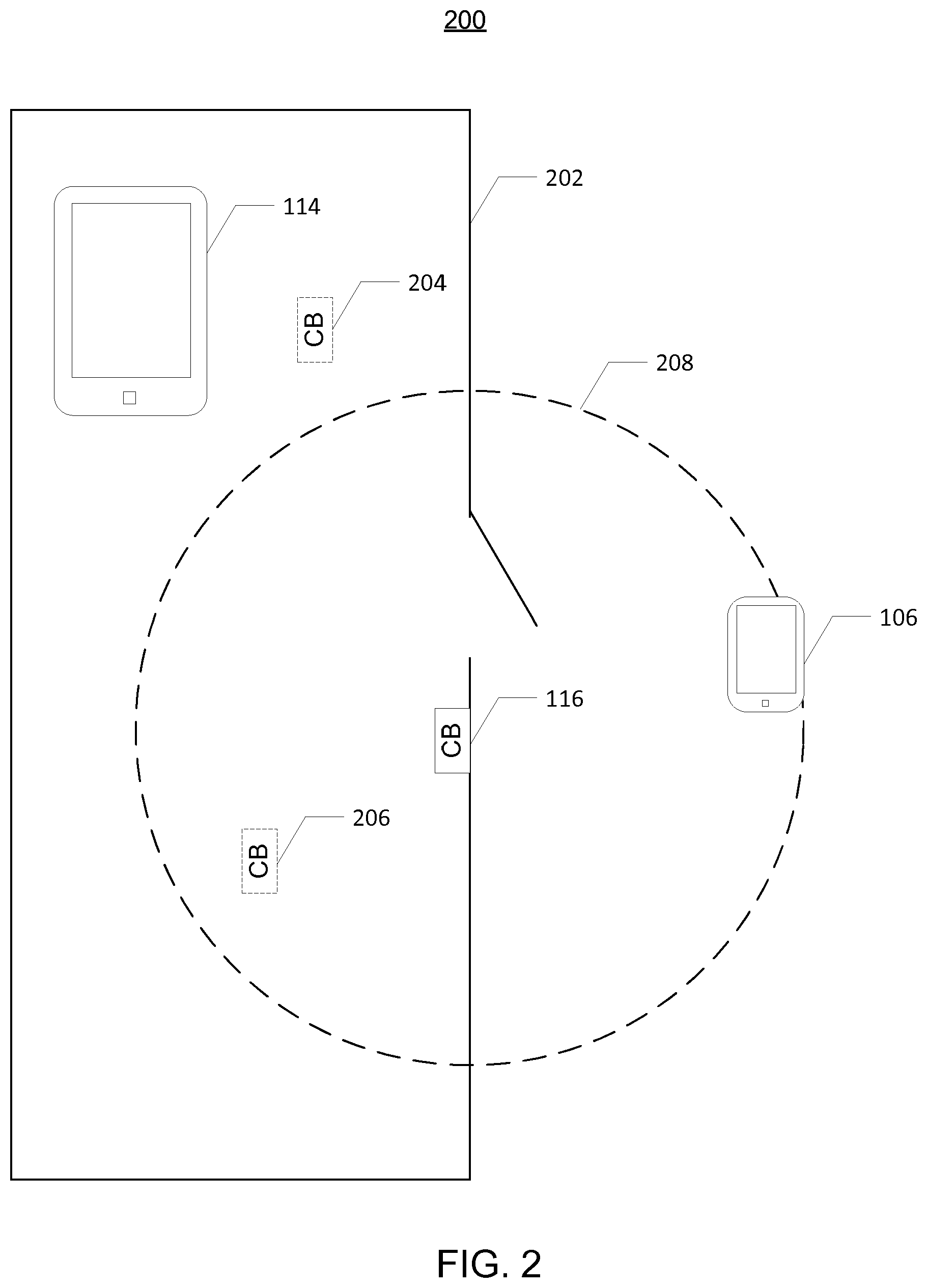 Patent US12511665 Figure 2 – Beacon-based device location interface