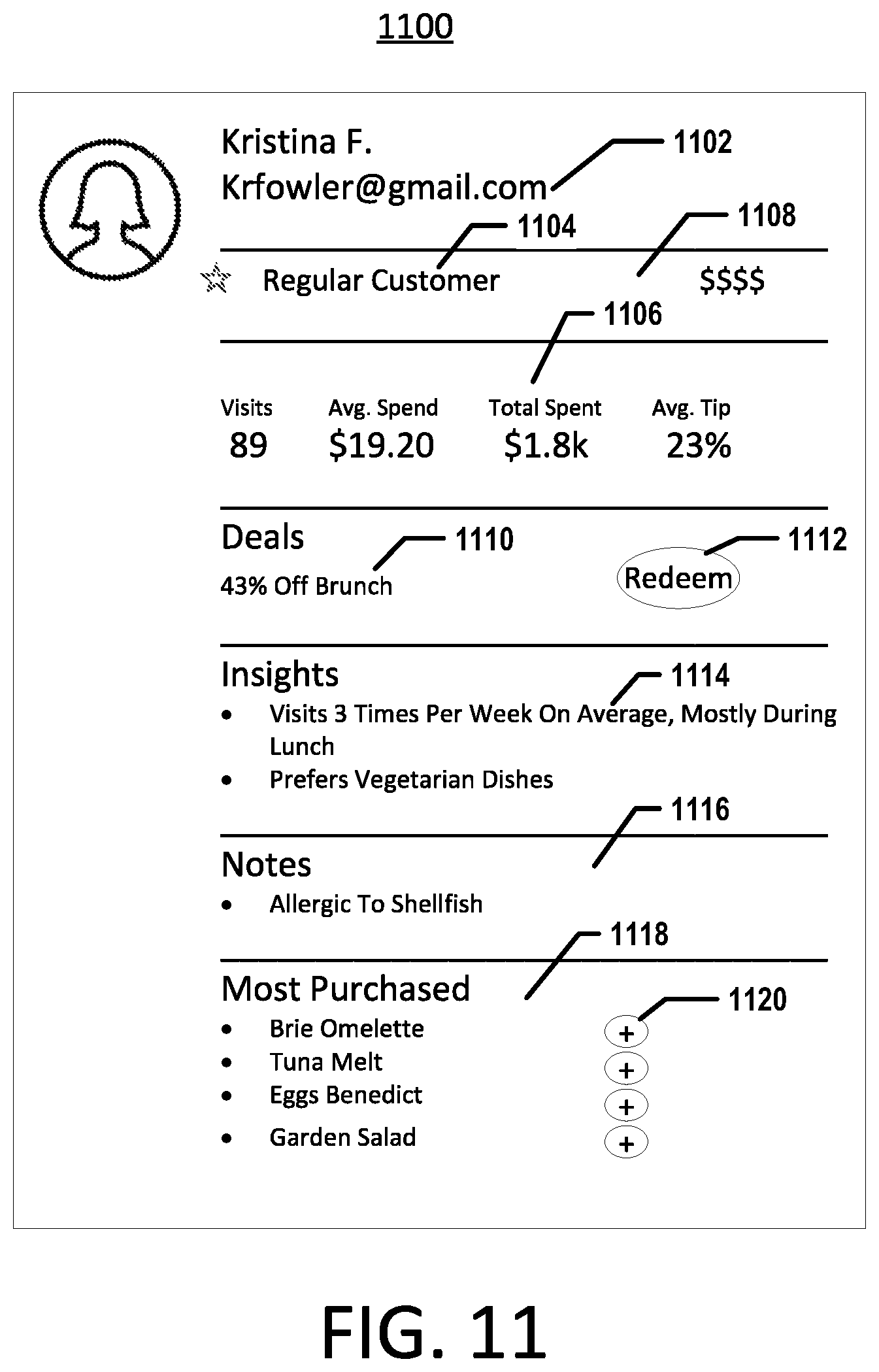 Patent US12511665 Figure 11 – Beacon-based device location interface