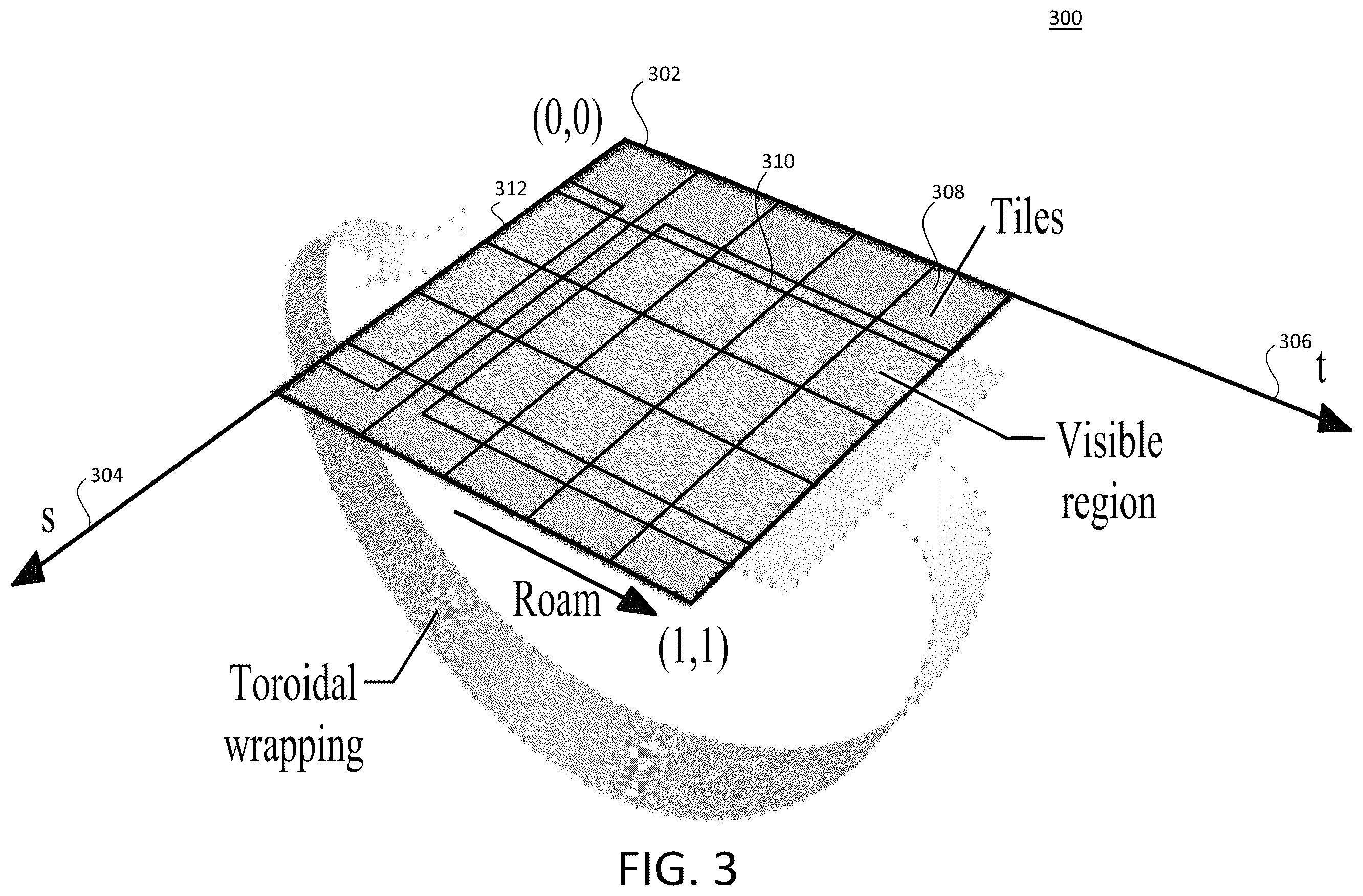 Patent US12511703 Figure 3 – Rendering pipeline for tiled images