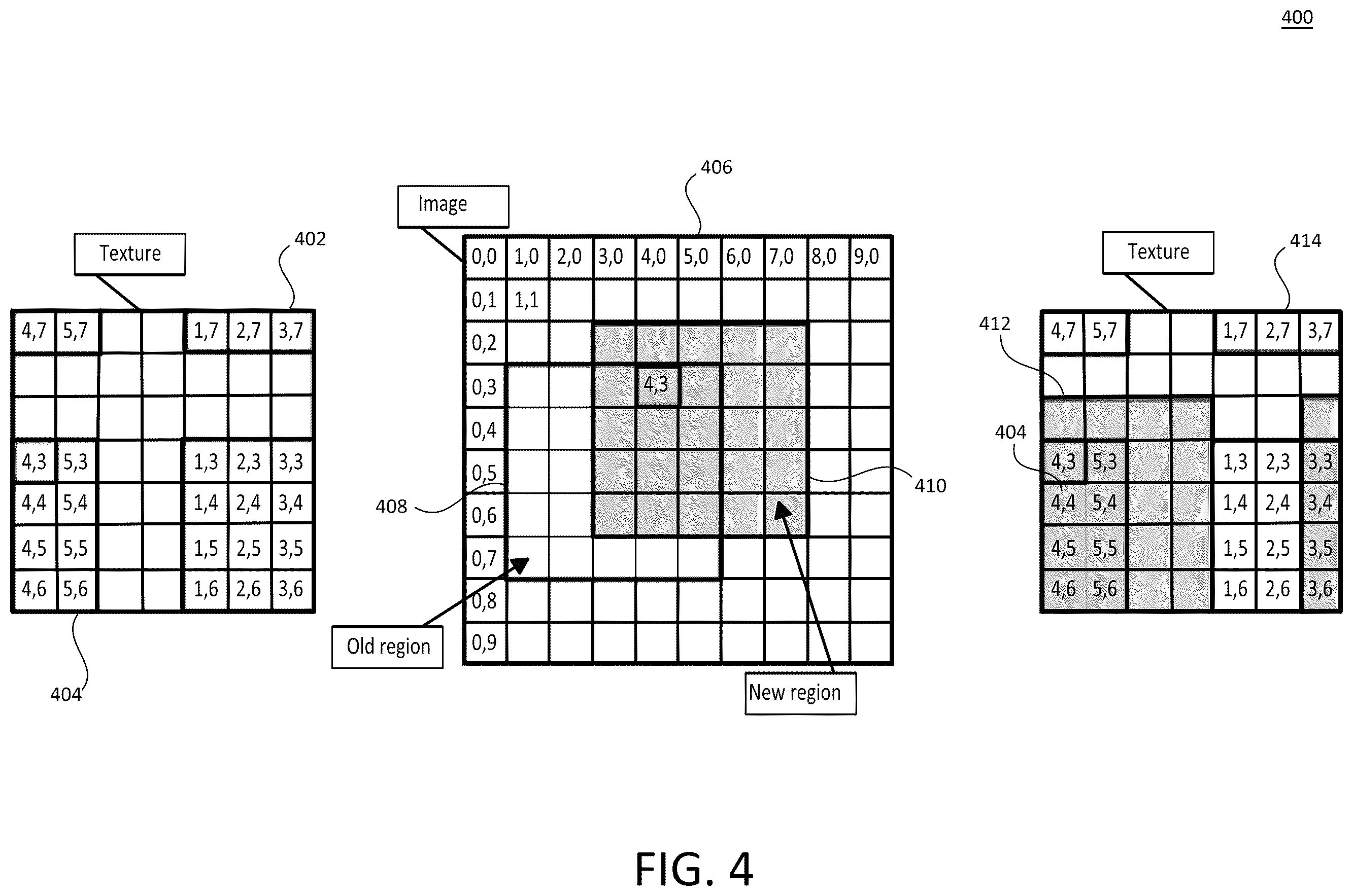 Patent US12511703 Figure 4 – Rendering pipeline for tiled images
