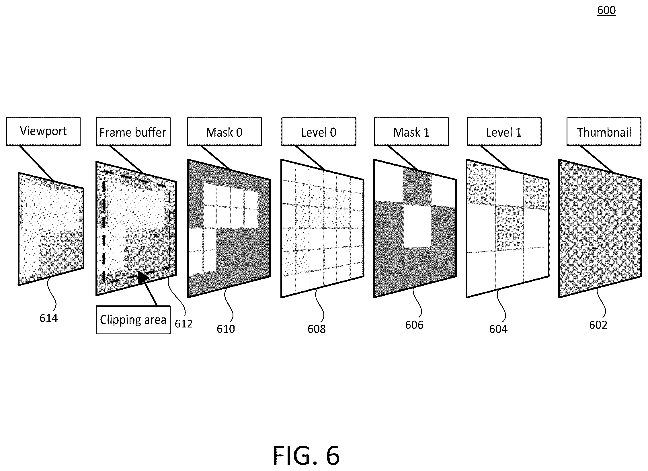 Patent US12511703 Figure 6 – Rendering pipeline for tiled images