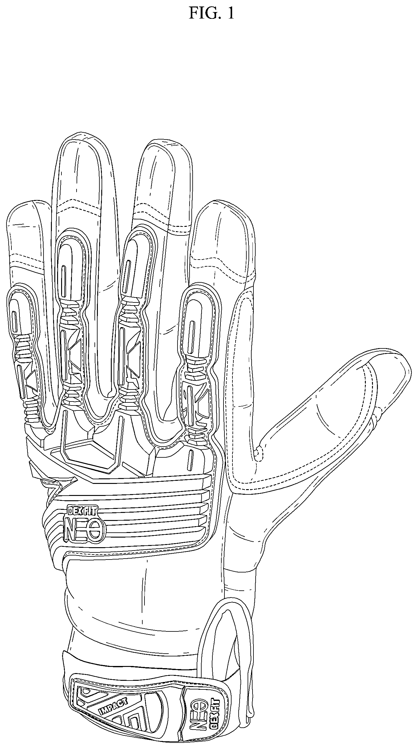 Patent USD1075216 Figure 1 – Glove