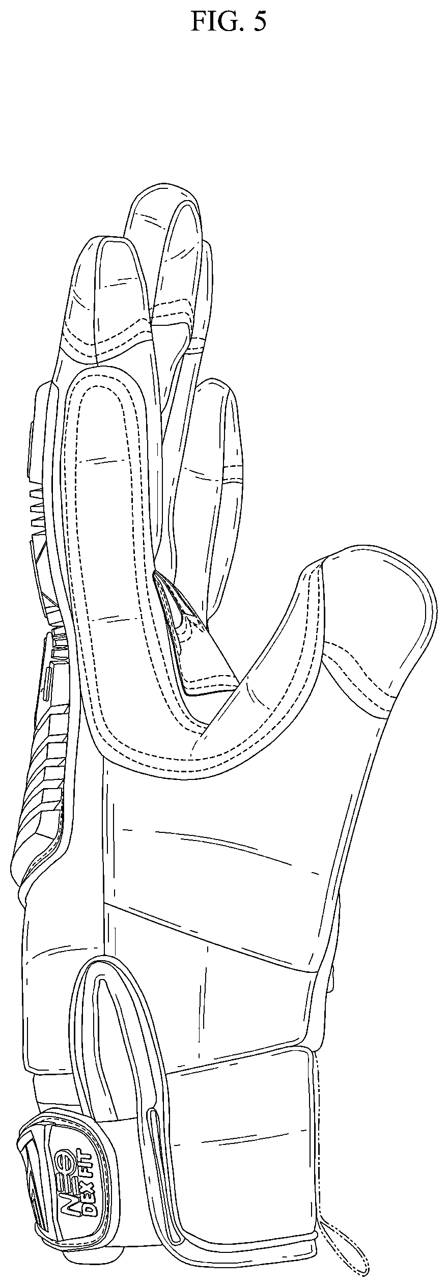 Patent USD1075216 Figure 5 – Glove