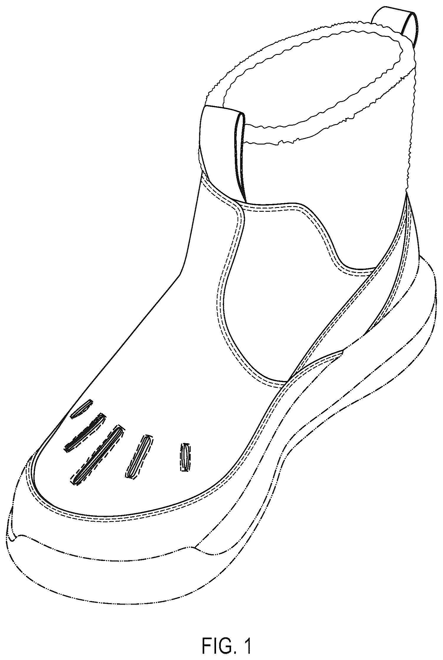 Patent USD1075268 Figure 1 – Footwear upper