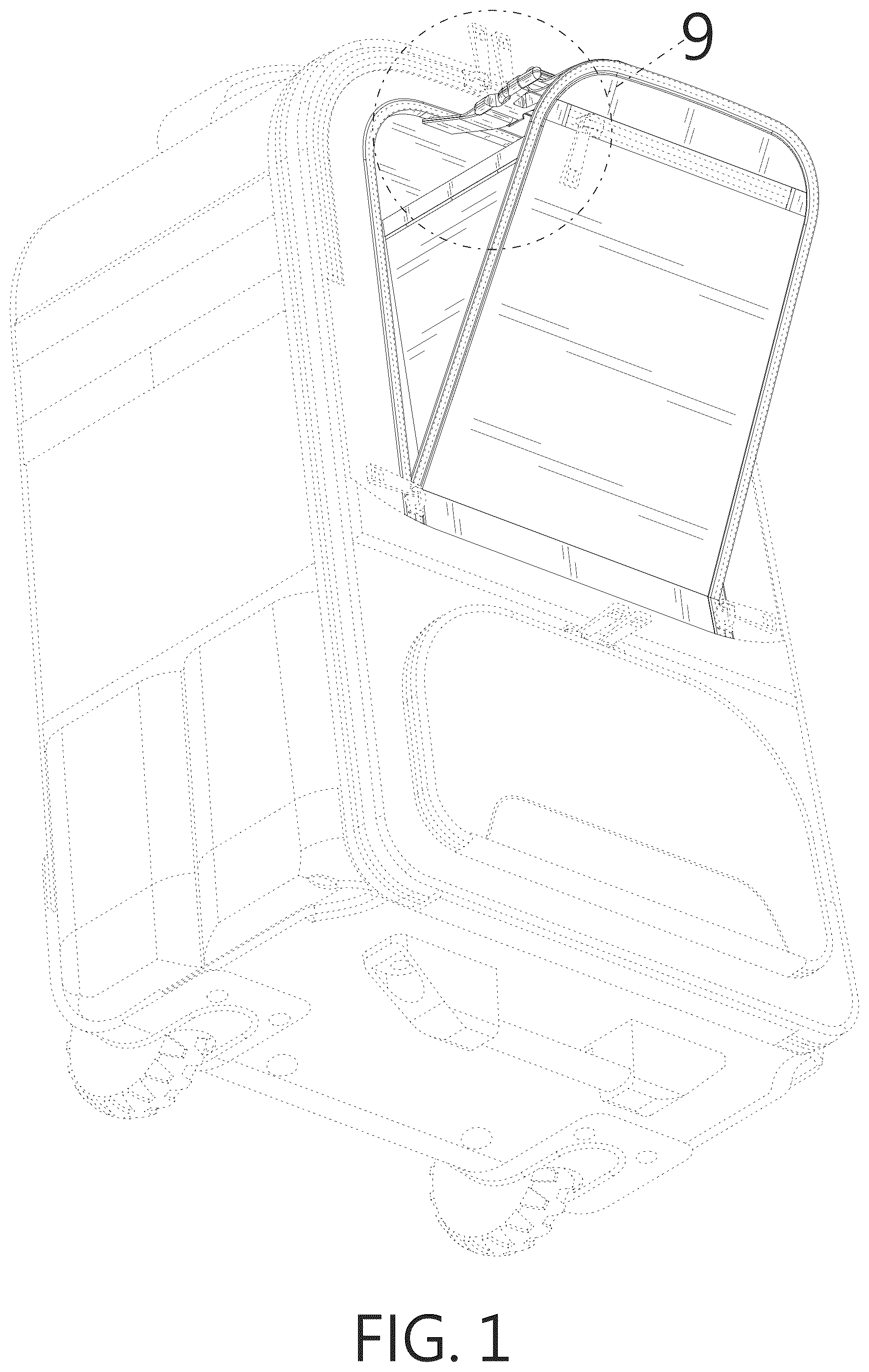 Patent USD1075289 Figure 1 – Front pocket on backpack