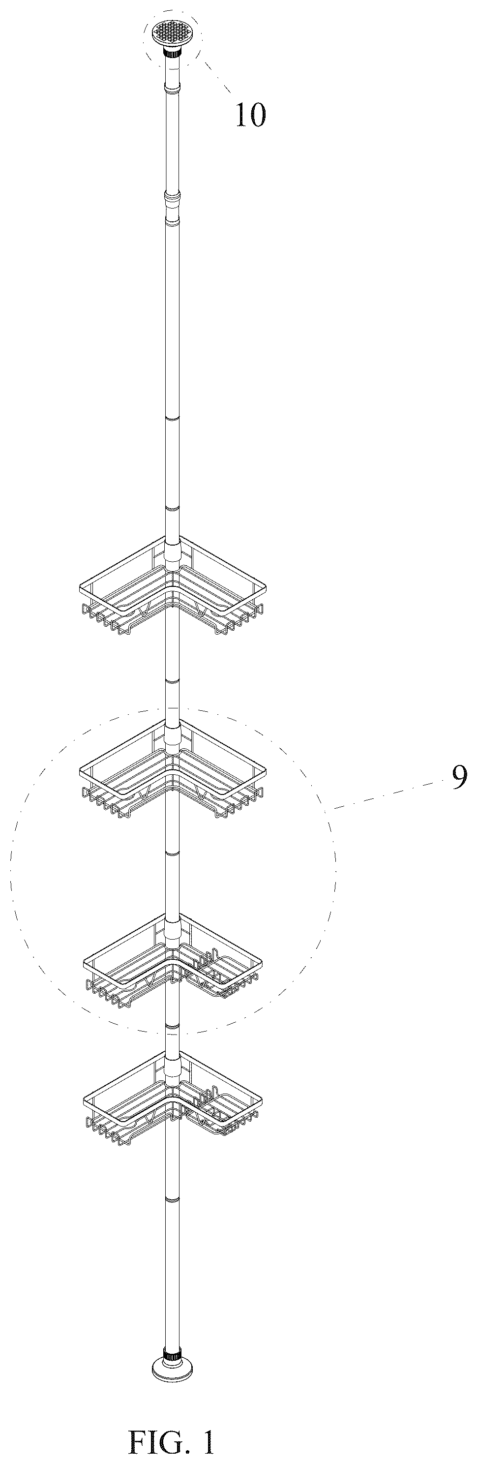Patent USD1075350 Figure 1 – Bathroom rack