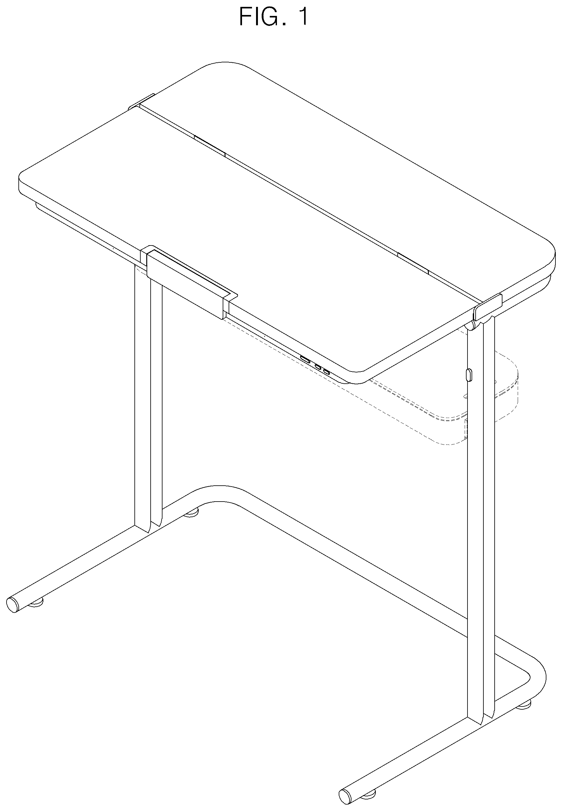 Patent USD1075367 Figure 1 – Combined table with display device