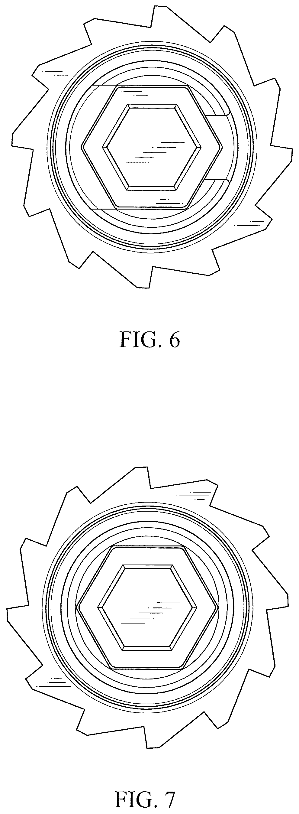 Patent USD1075449 Figure 6 – Ratchet socket of a skateboard wrench