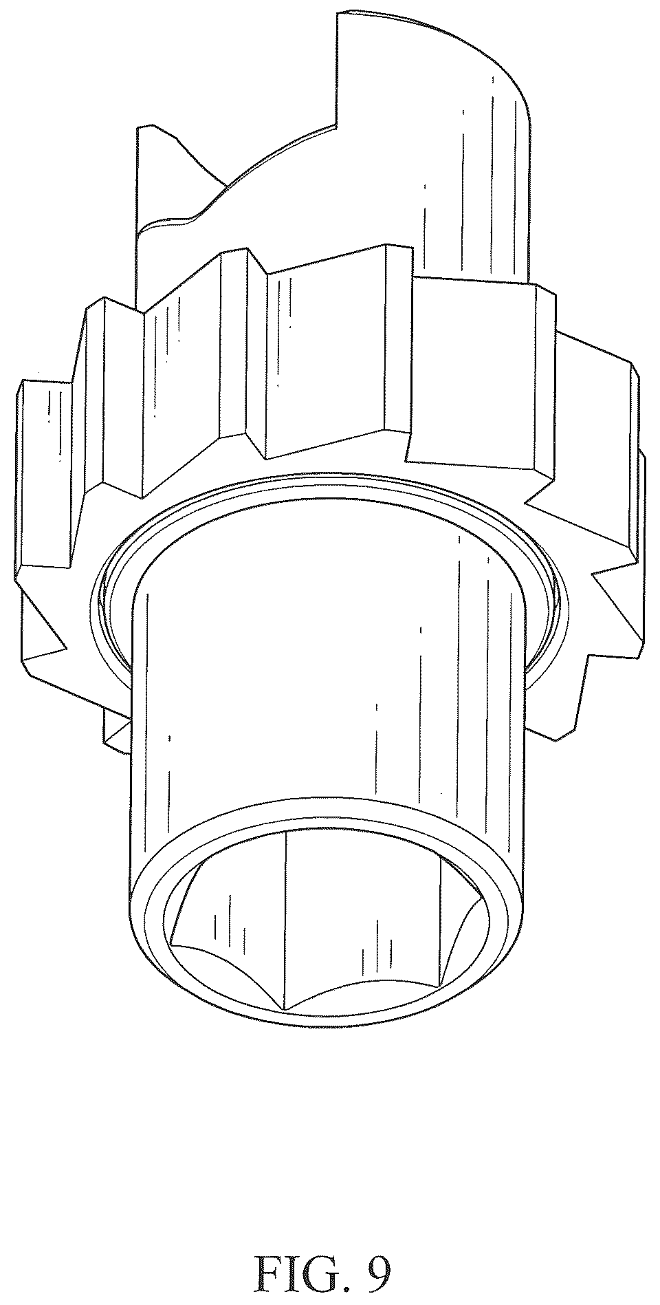 Patent USD1075449 Figure 8 – Ratchet socket of a skateboard wrench