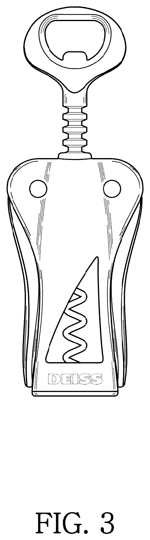 Patent USD1075451 Figure 3 – Wine bottle opener