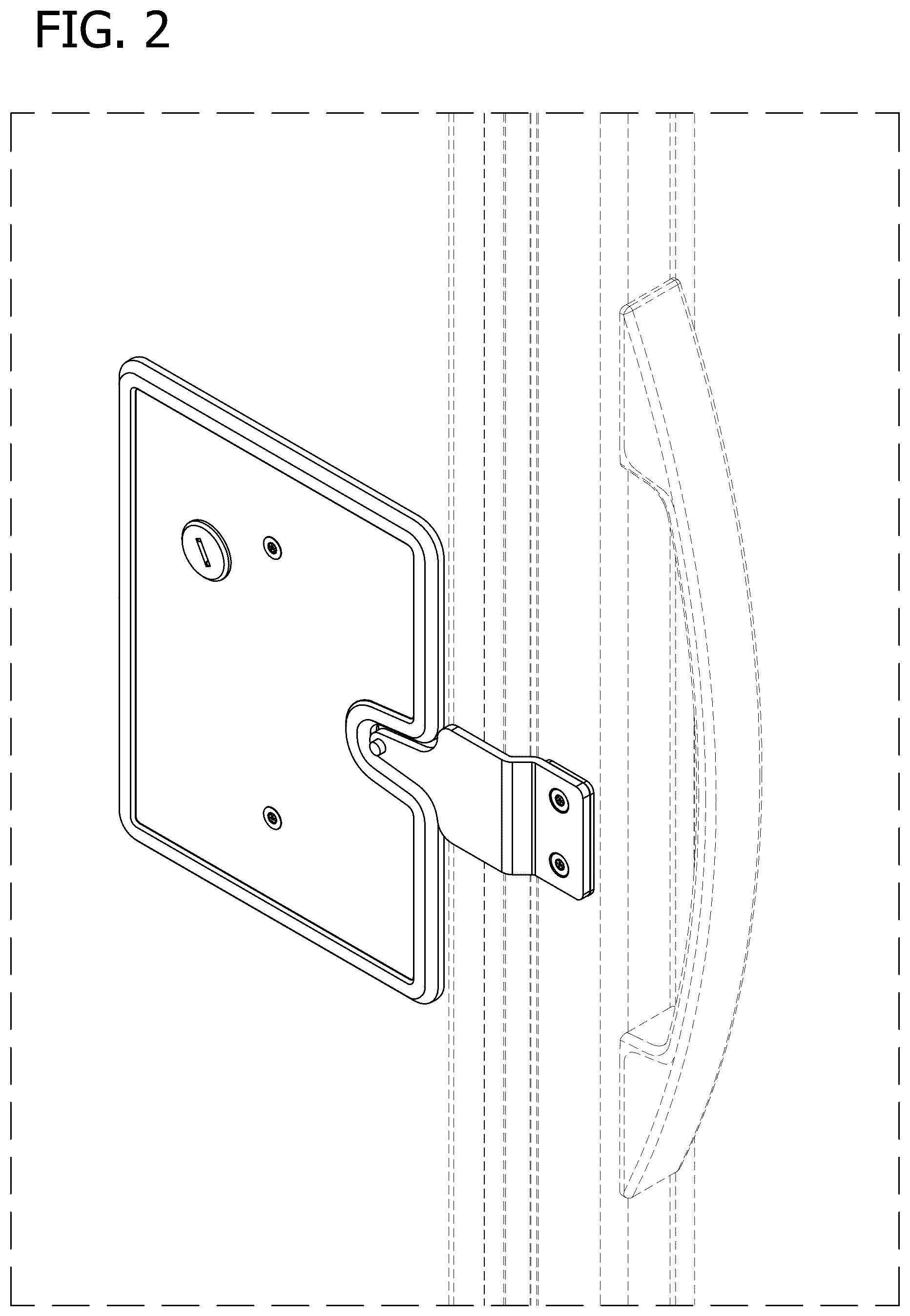 Patent USD1075470 Figure 2 – Refrigerator cabinet door lock