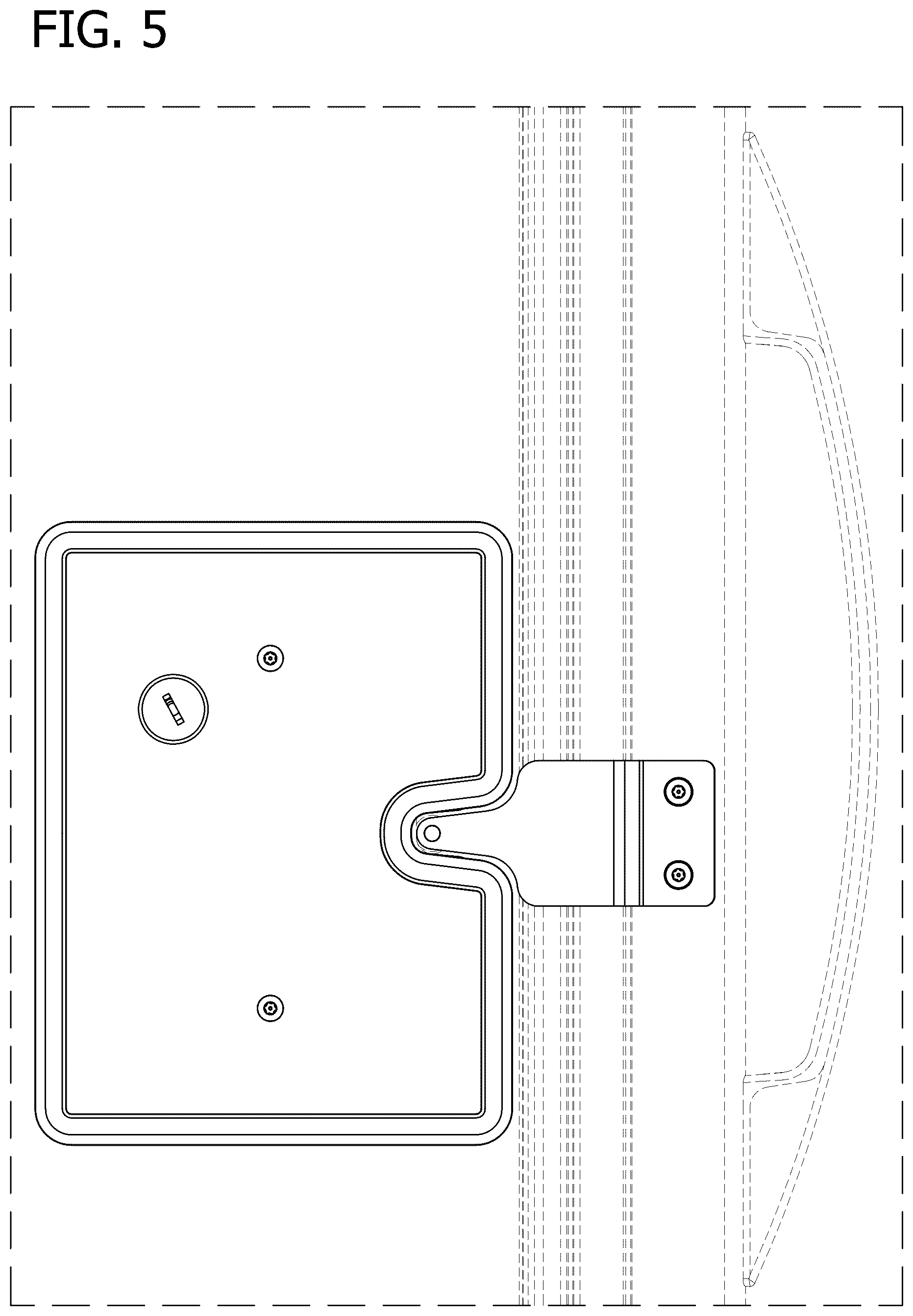 Patent USD1075470 Figure 5 – Refrigerator cabinet door lock