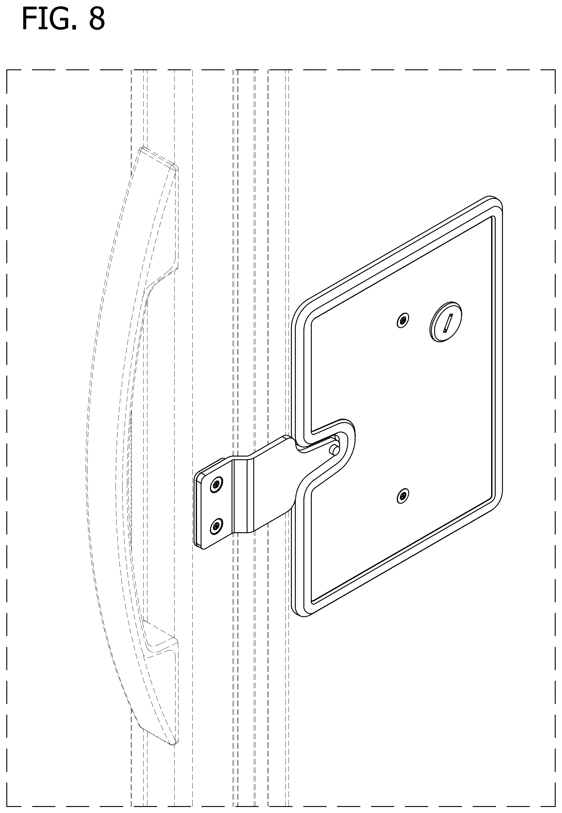 Patent USD1075470 Figure 8 – Refrigerator cabinet door lock