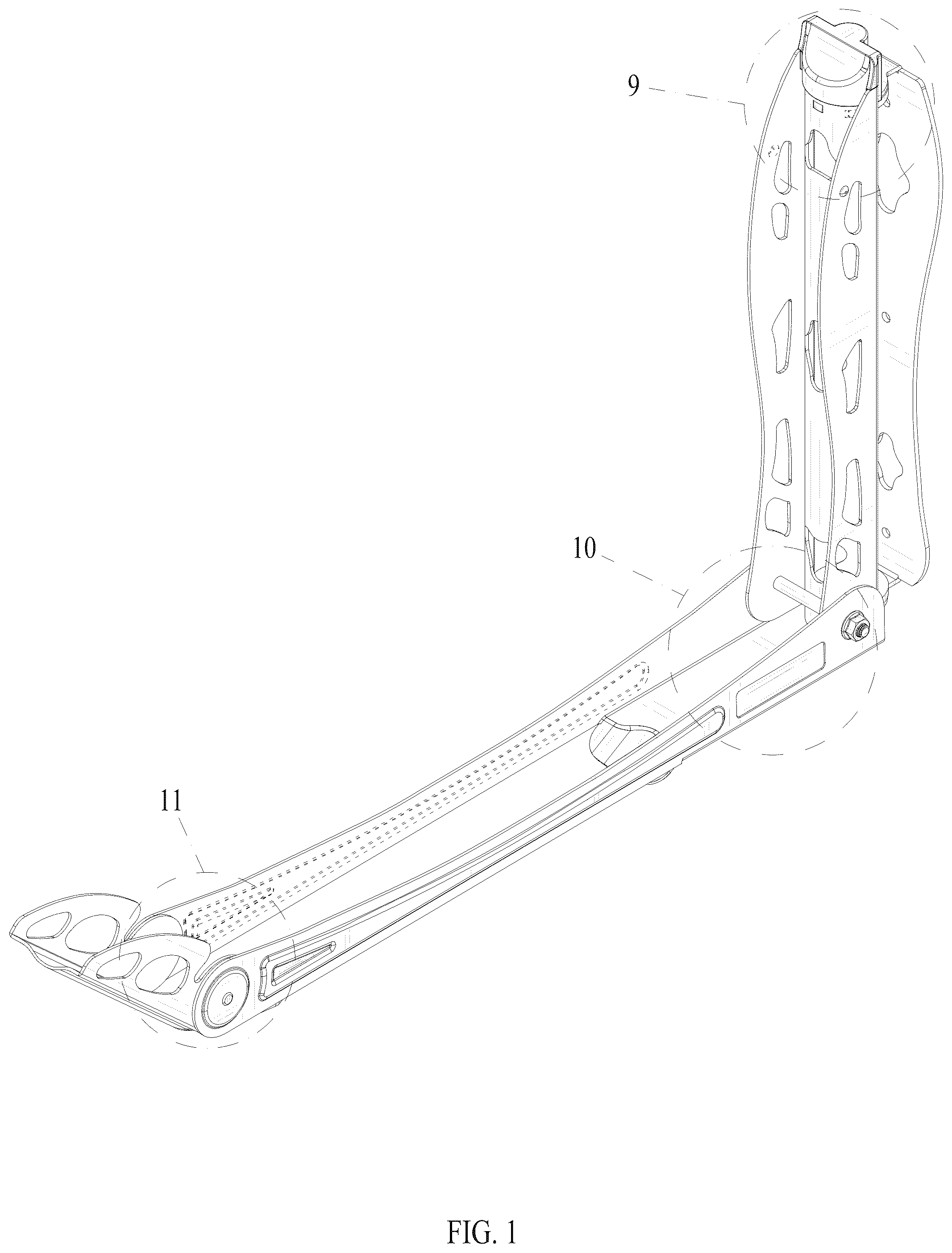 Patent USD1075583 Figure 1 – Folding bicycle rack with automatic wheel fixing