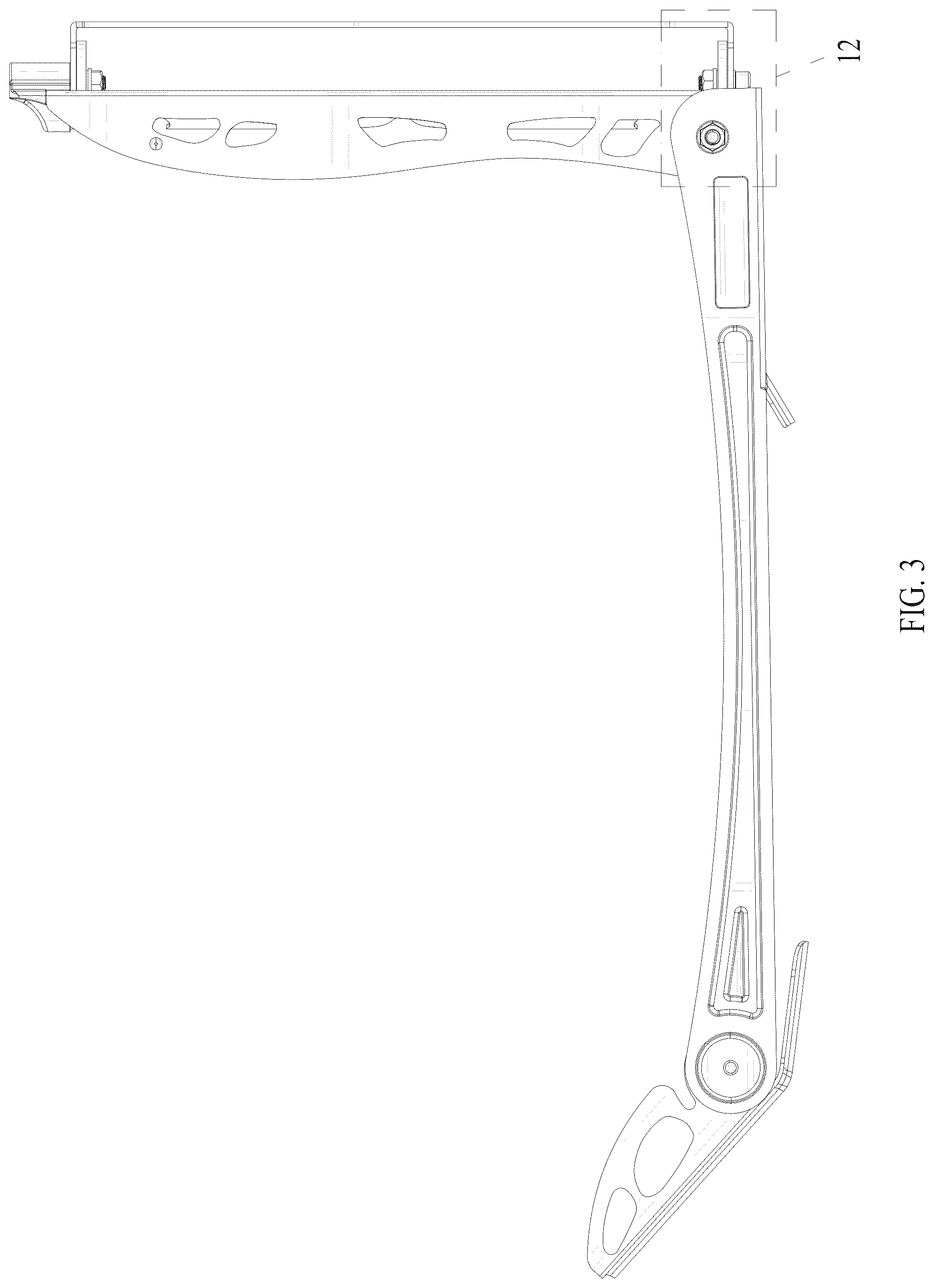 Patent USD1075583 Figure 3 – Folding bicycle rack with automatic wheel fixing