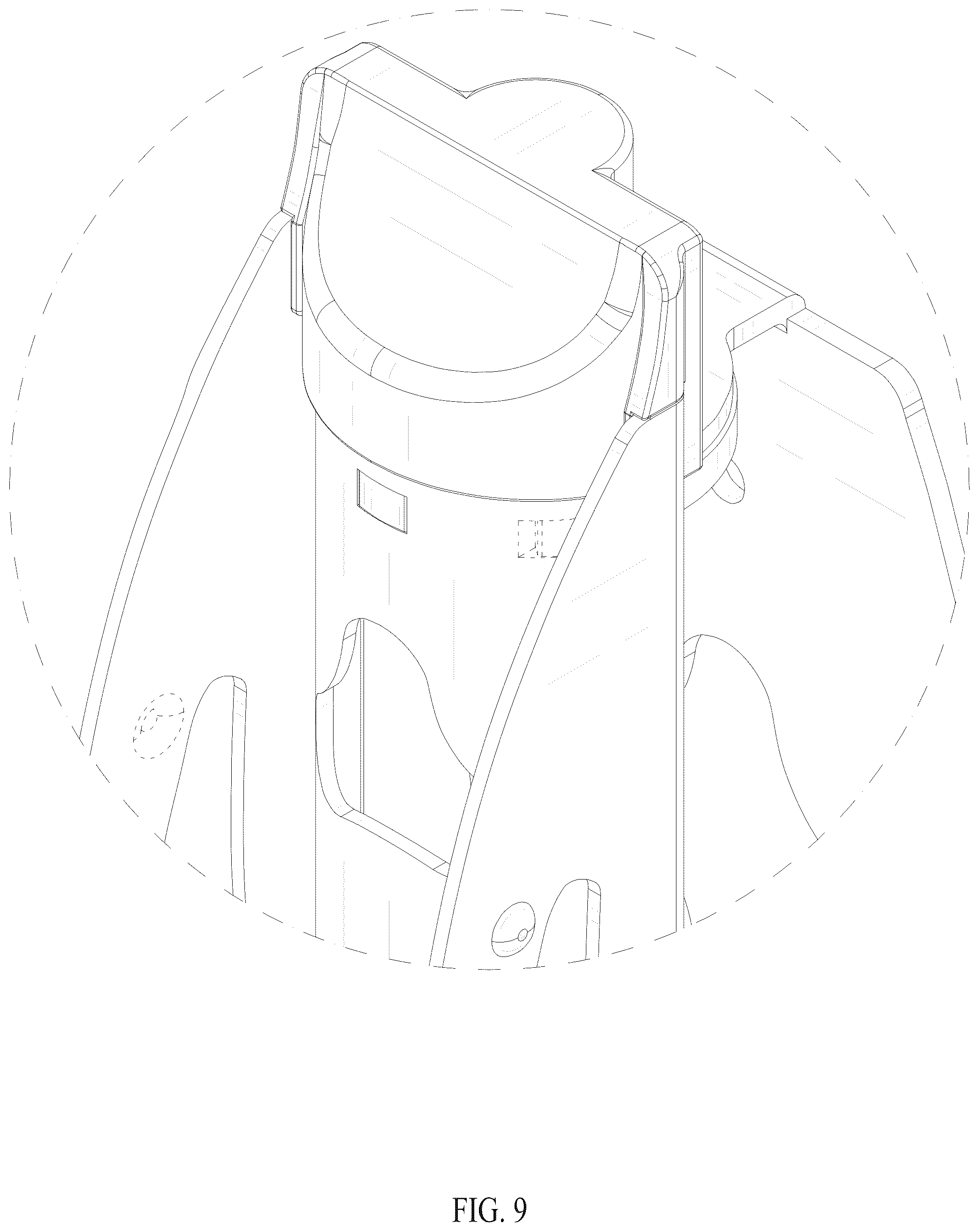 Patent USD1075583 Figure 8 – Folding bicycle rack with automatic wheel fixing