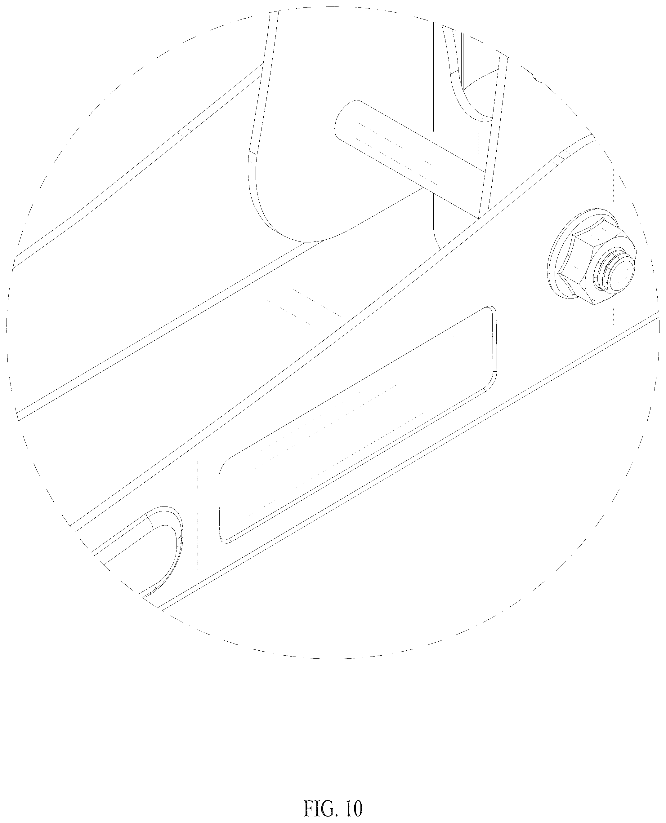 Patent USD1075583 Figure 9 – Folding bicycle rack with automatic wheel fixing