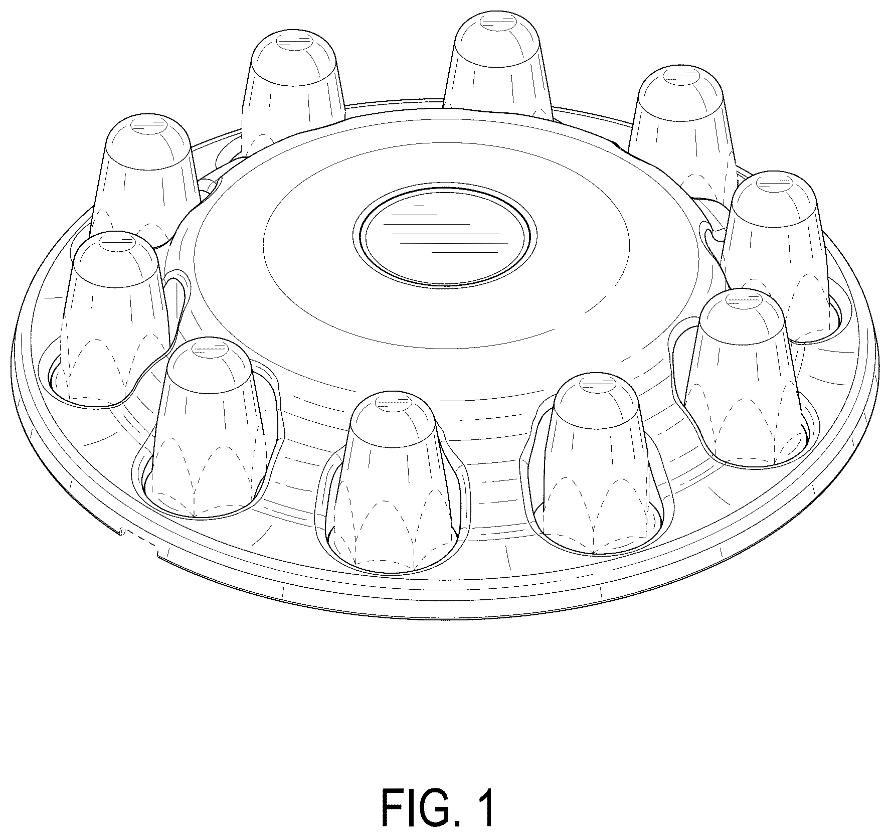Patent USD1075615 Figure 1 – Vehicle wheel hub cover