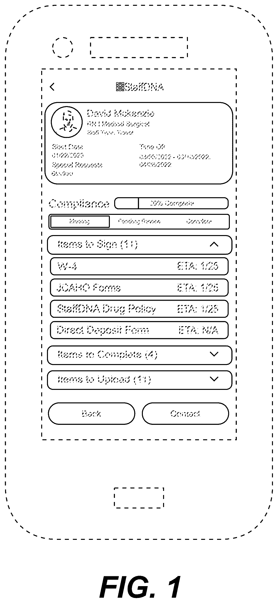 Patent USD1075802 Figure 1 – Display screen with a graphical user interface for a mobile device
