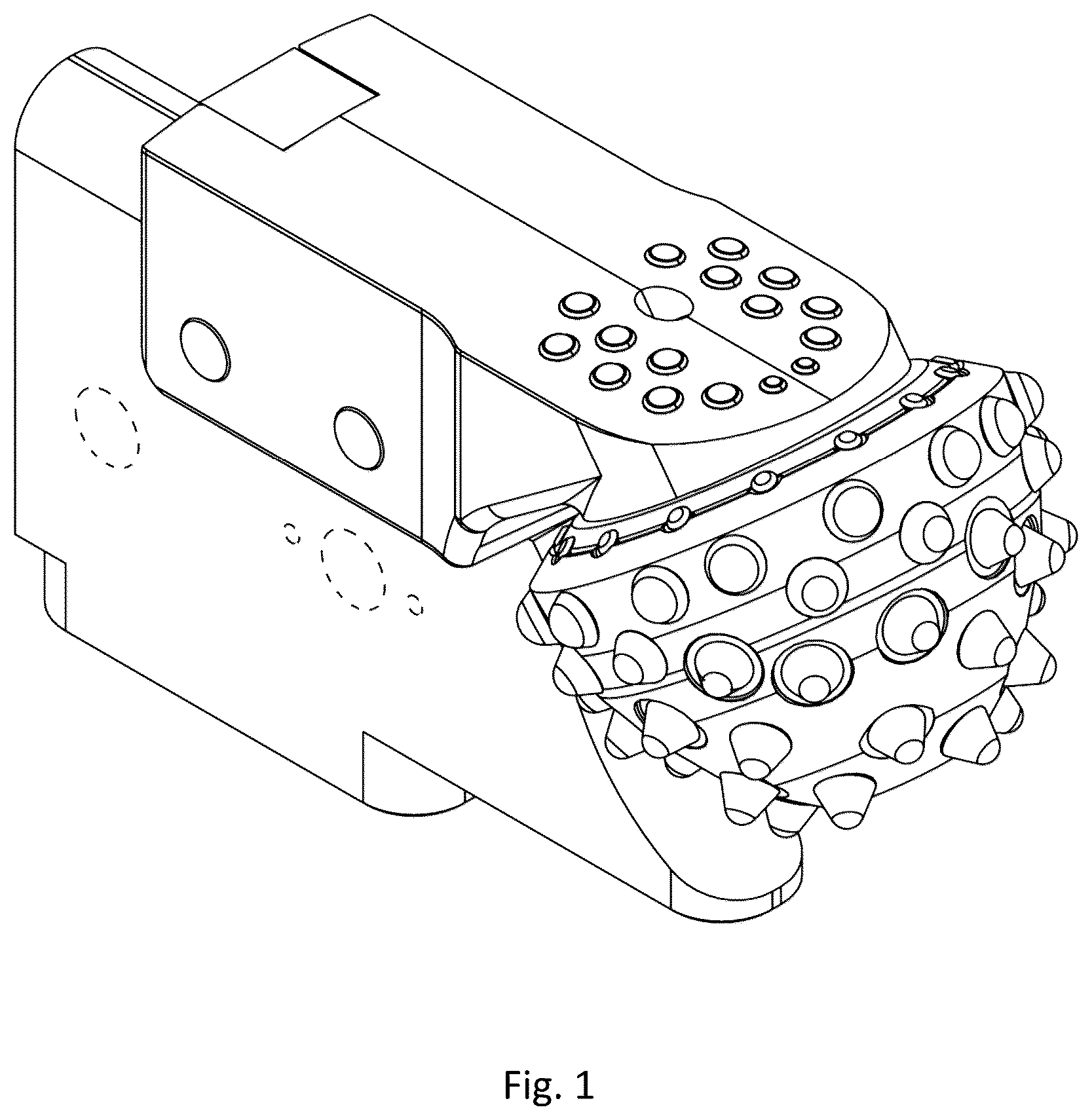 Patent USD1075852 Figure 1 – Cutting wing with rock roller for a reamer assembly
