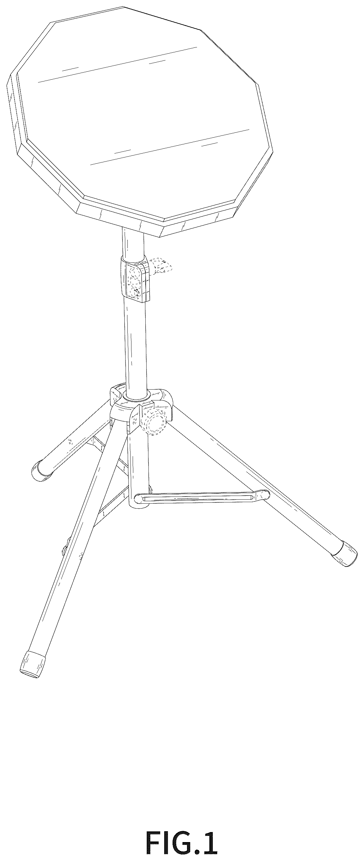 Patent USD1075897 Figure 1 – Drum practice pad with stand