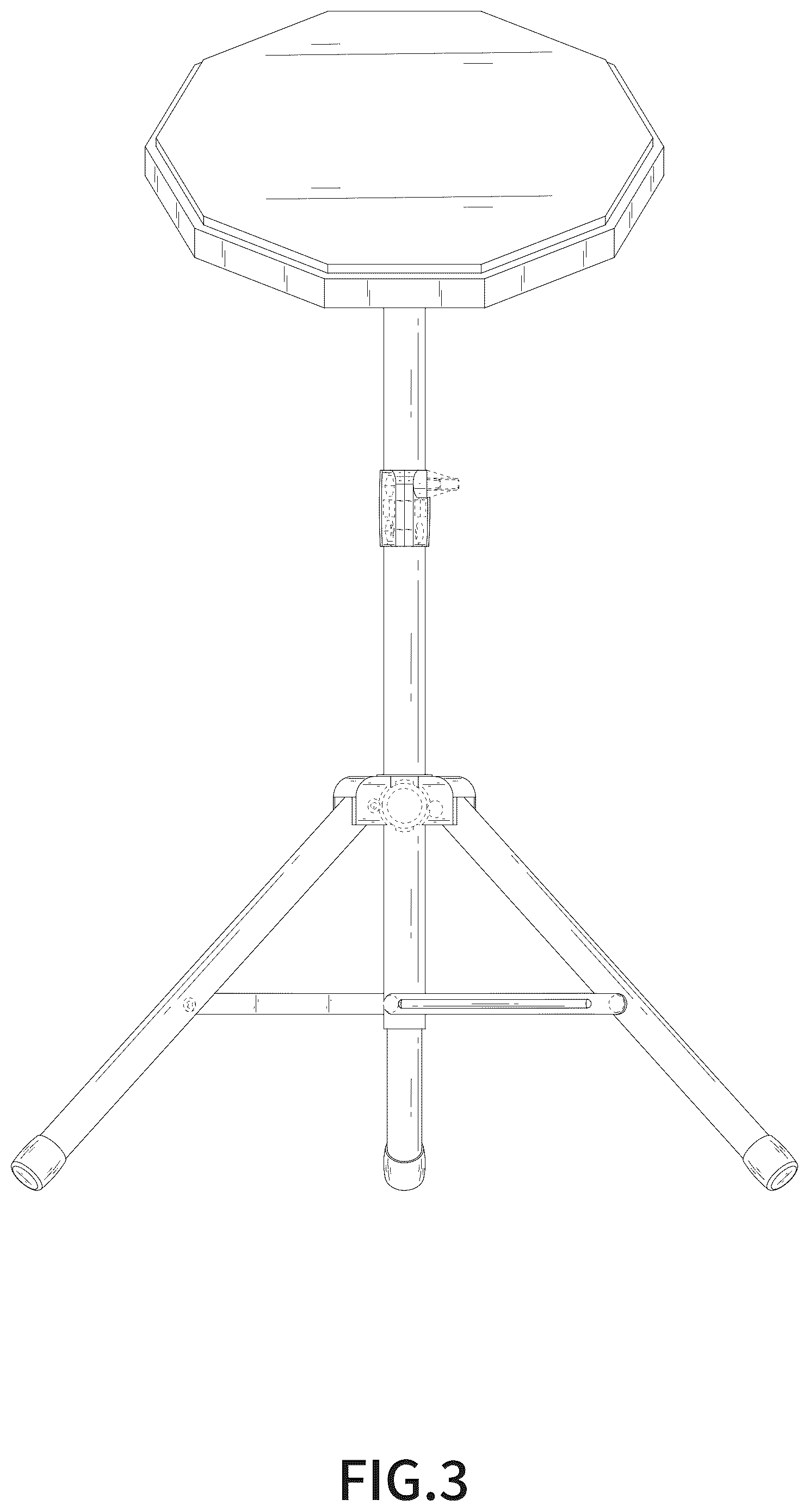 Patent USD1075897 Figure 3 – Drum practice pad with stand