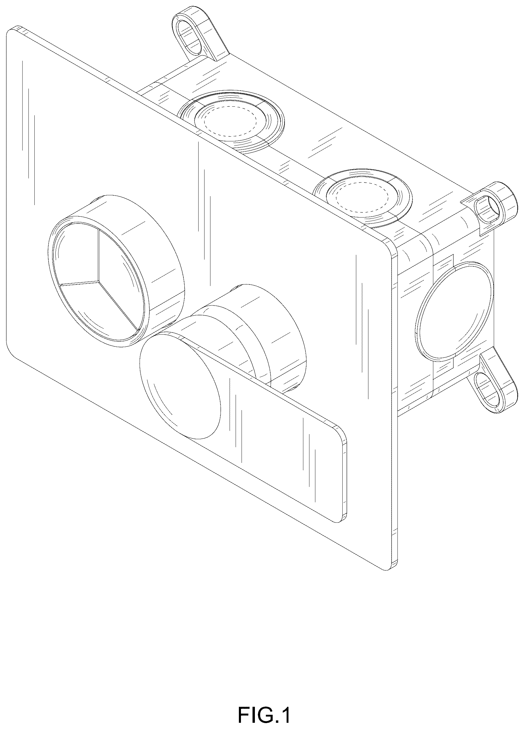 Patent USD1076021 Figure 1 – Faucet valve body
