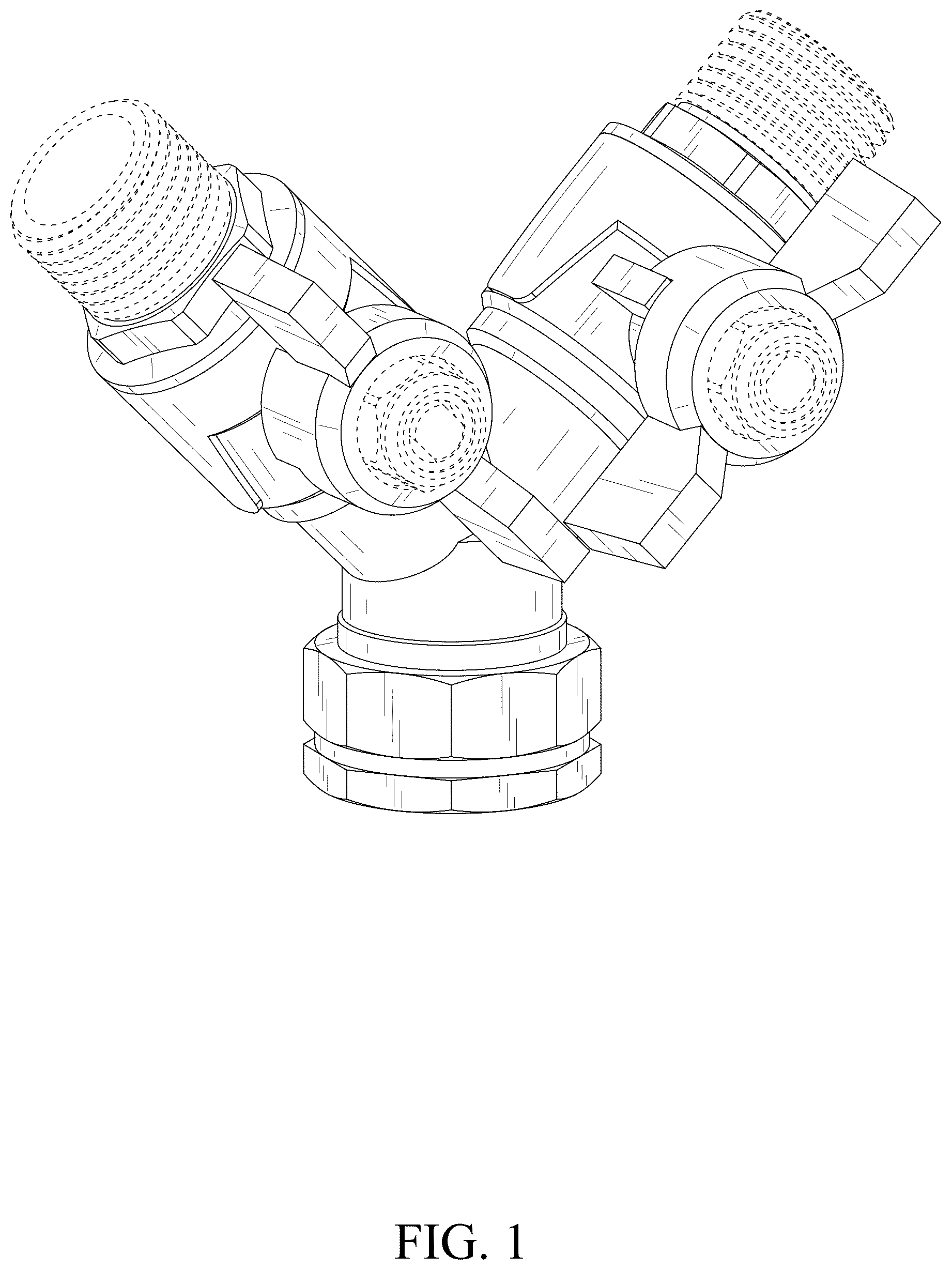 Patent USD1076028 — Hose splitter — Figure 1