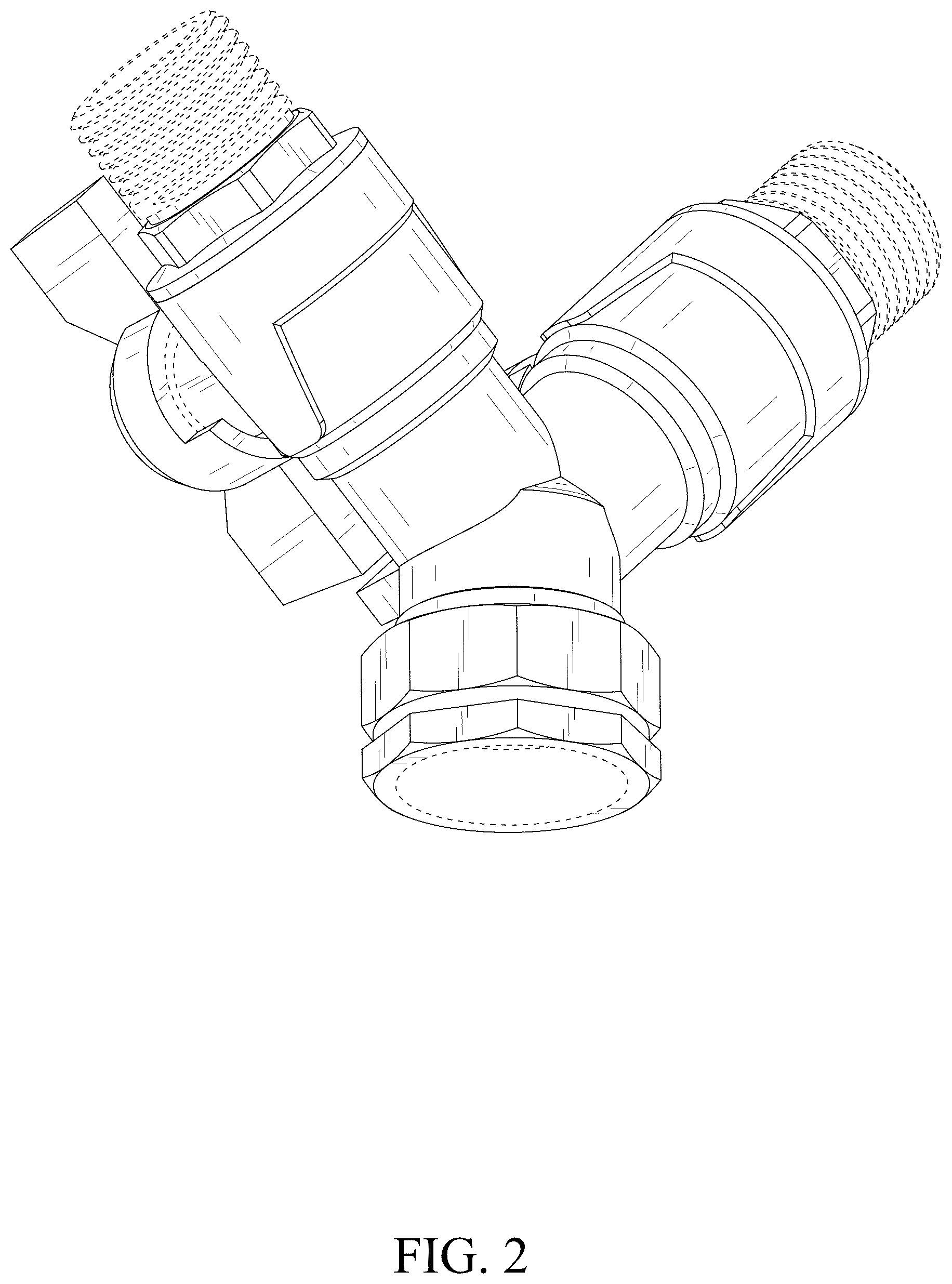 Patent USD1076028 Figure 2 – Hose splitter