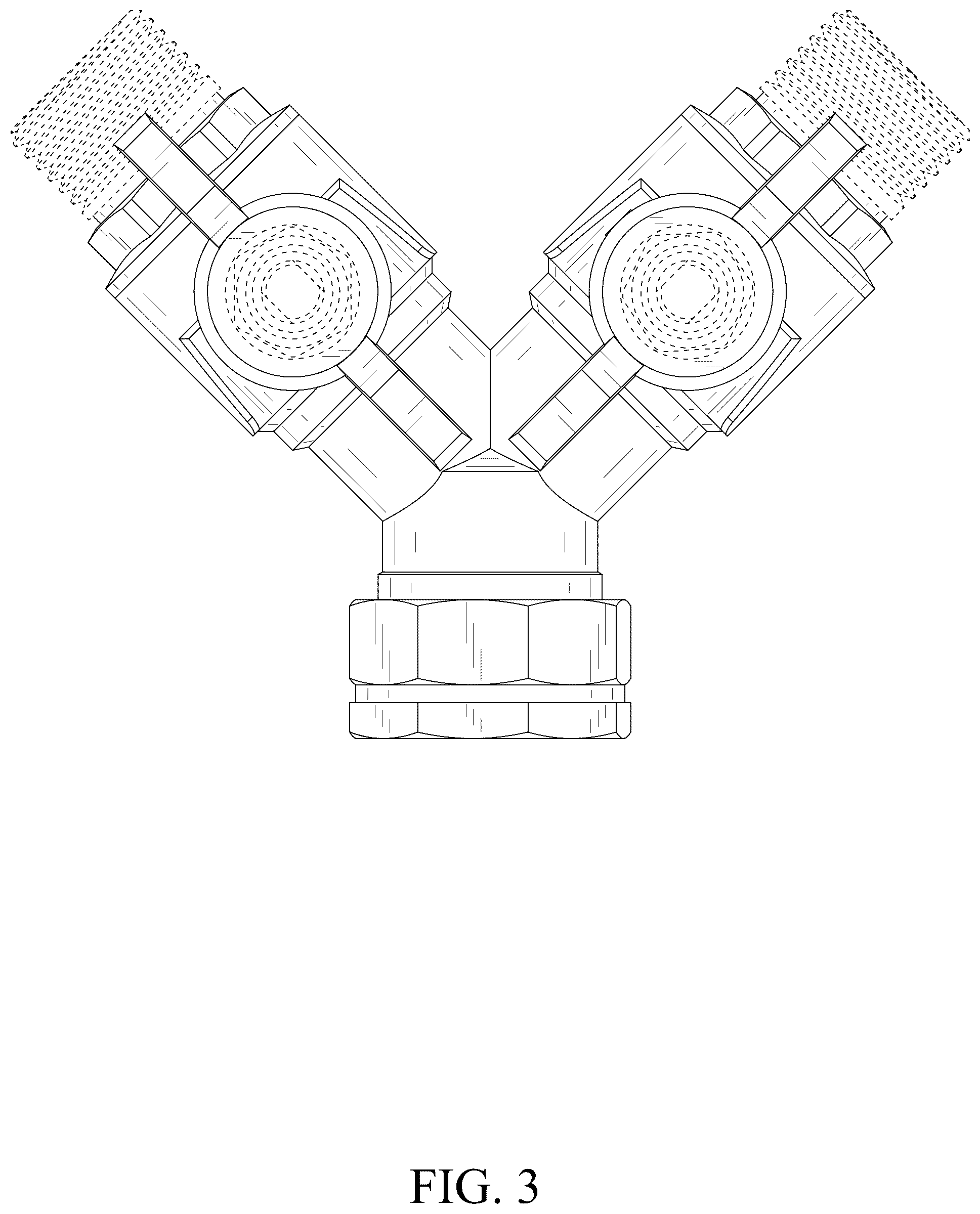 Patent USD1076028 Figure 3 – Hose splitter