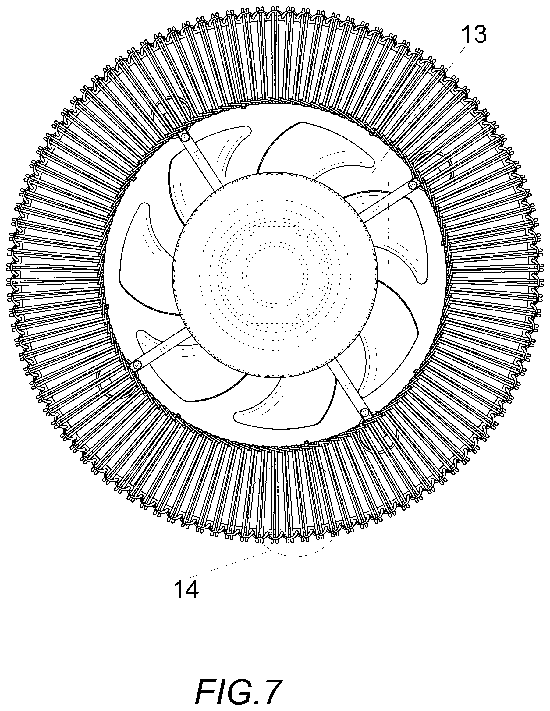 Patent USD1076051 Figure 7 – Ceiling fan with light