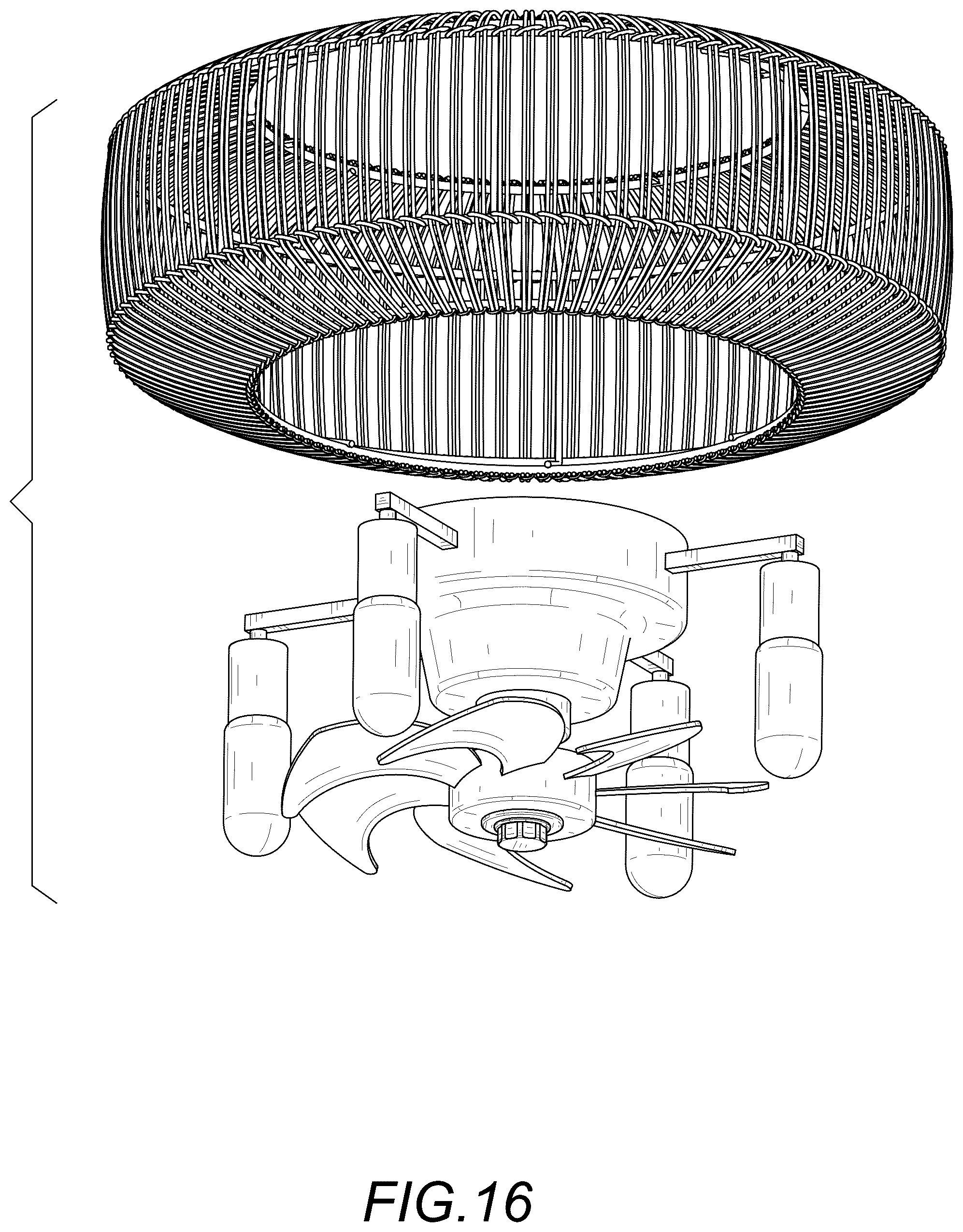 Patent USD1076051 Figure 16 – Ceiling fan with light