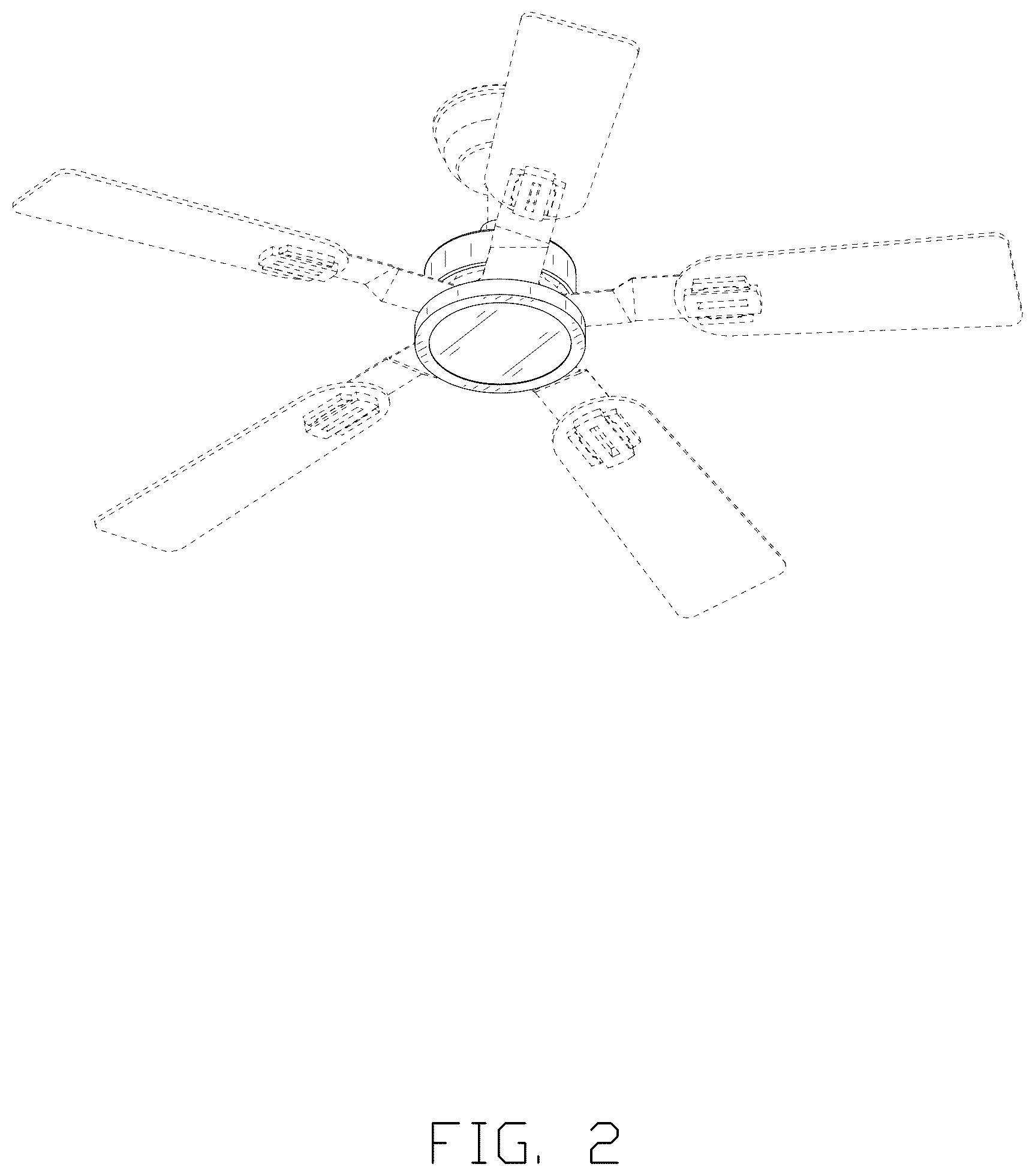 Patent USD1076052 Figure 2 – Ceiling fan with light