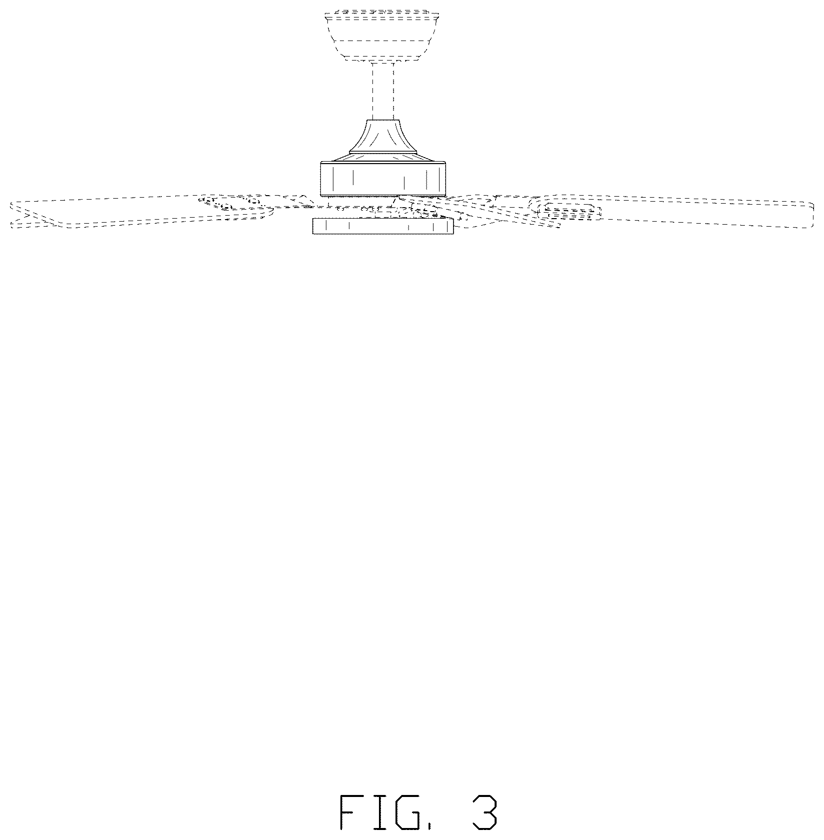Patent USD1076052 Figure 3 – Ceiling fan with light