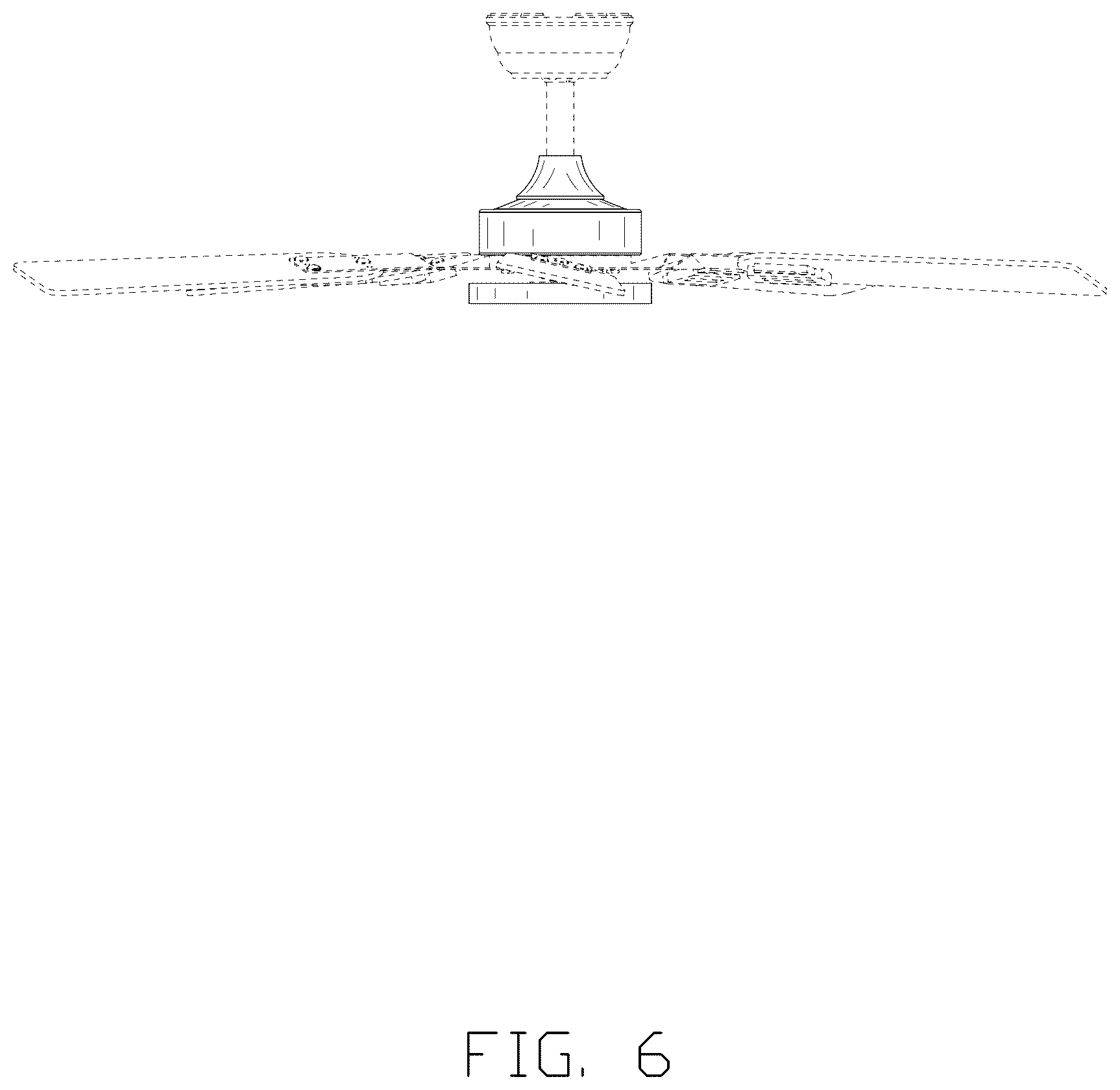 Patent USD1076052 Figure 6 – Ceiling fan with light