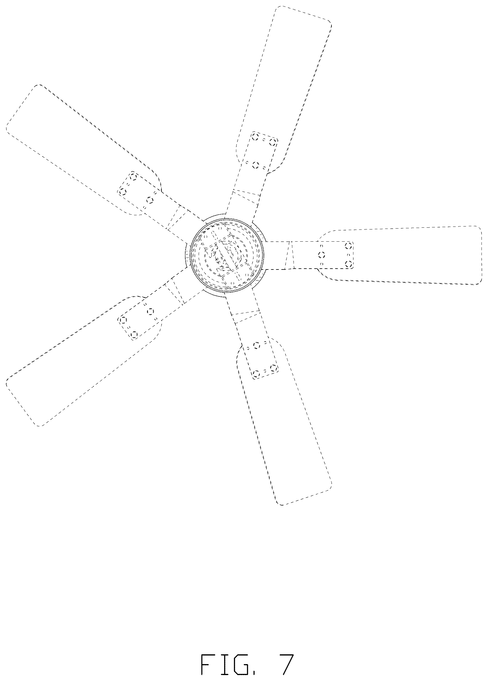 Patent USD1076052 Figure 7 – Ceiling fan with light