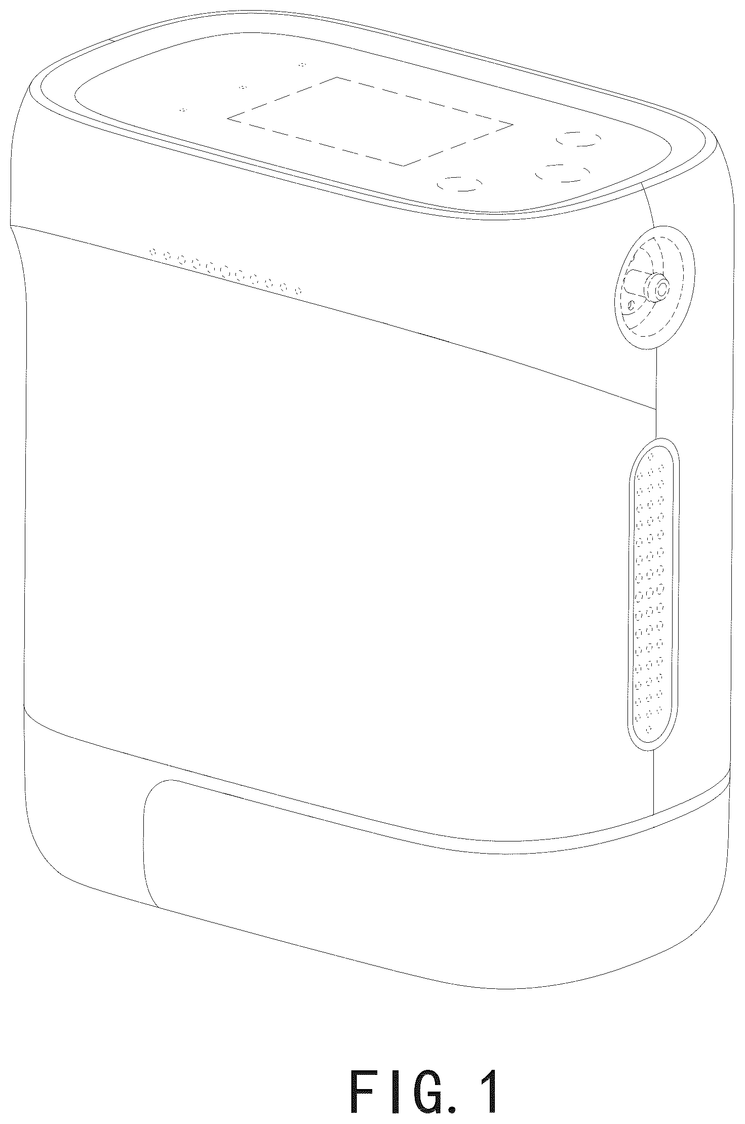 Patent USD1076098 Figure 1 – Portable oxygen concentrator
