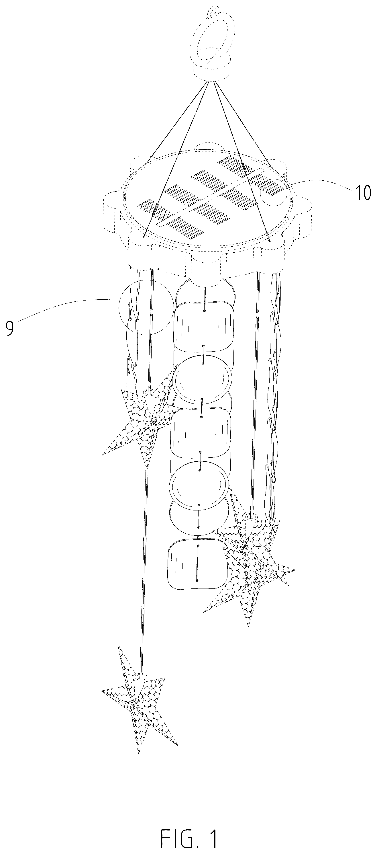 Patent USD1076170 Figure 1 – Wind chime lamp