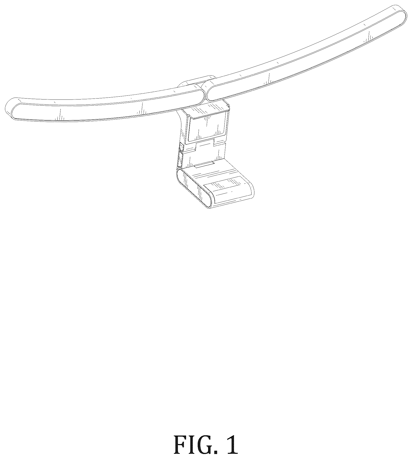 Patent USD1076173 Figure 1 – Curved monitor lamp