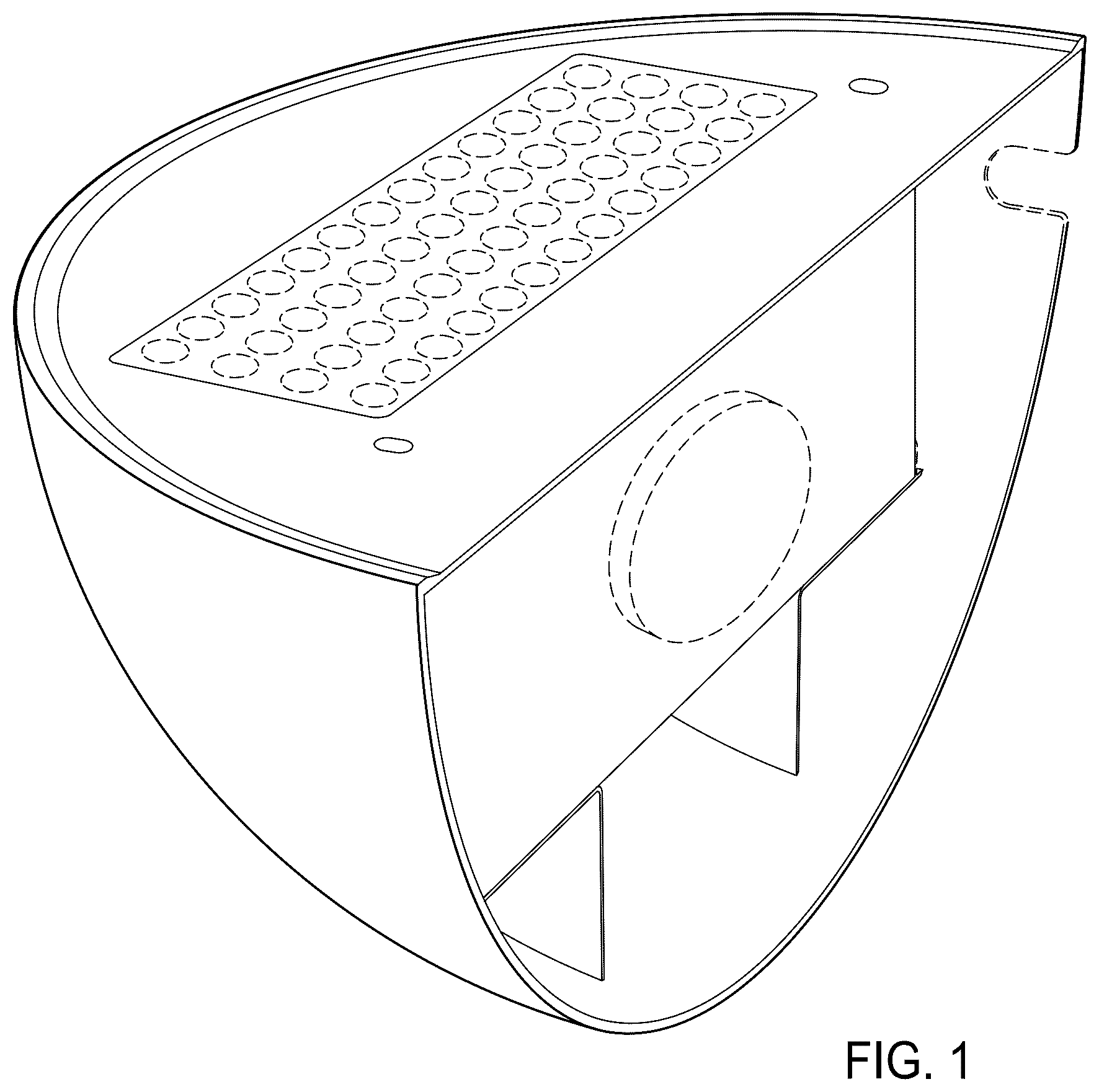 Patent USD1076189 Figure 1 – Semi-spherical lamp