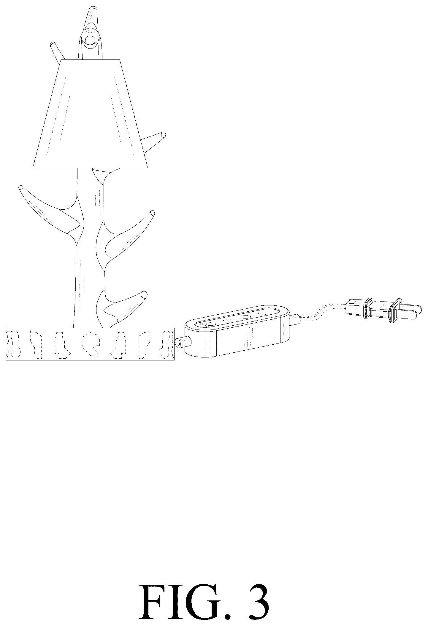 Patent USD1076196 Figure 3 – Antler lamp